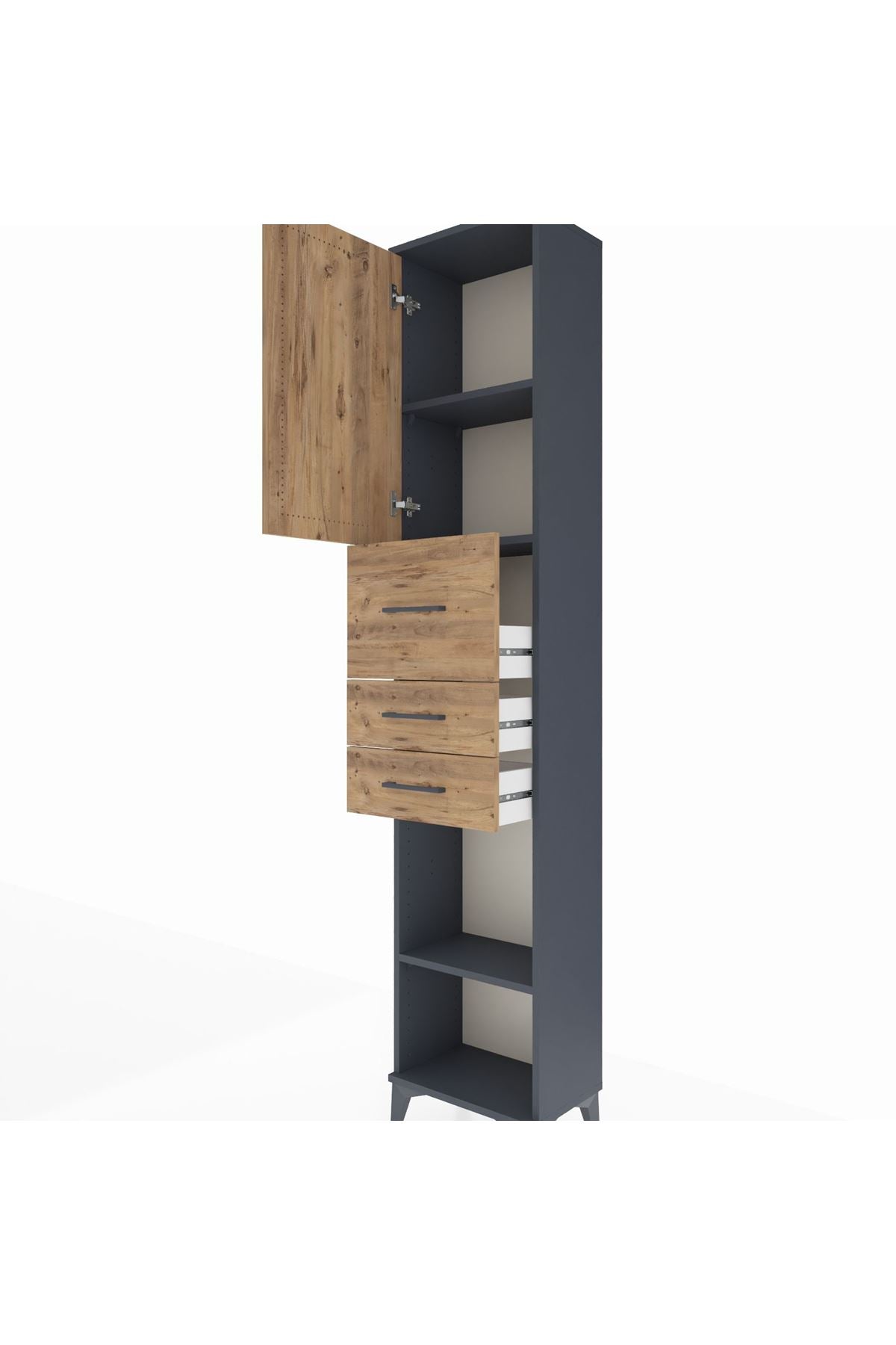 Arges Dolap 3 Raflı 3 Çekmeceli Tek Kapaklı 44x30x221 - S28M226V6A