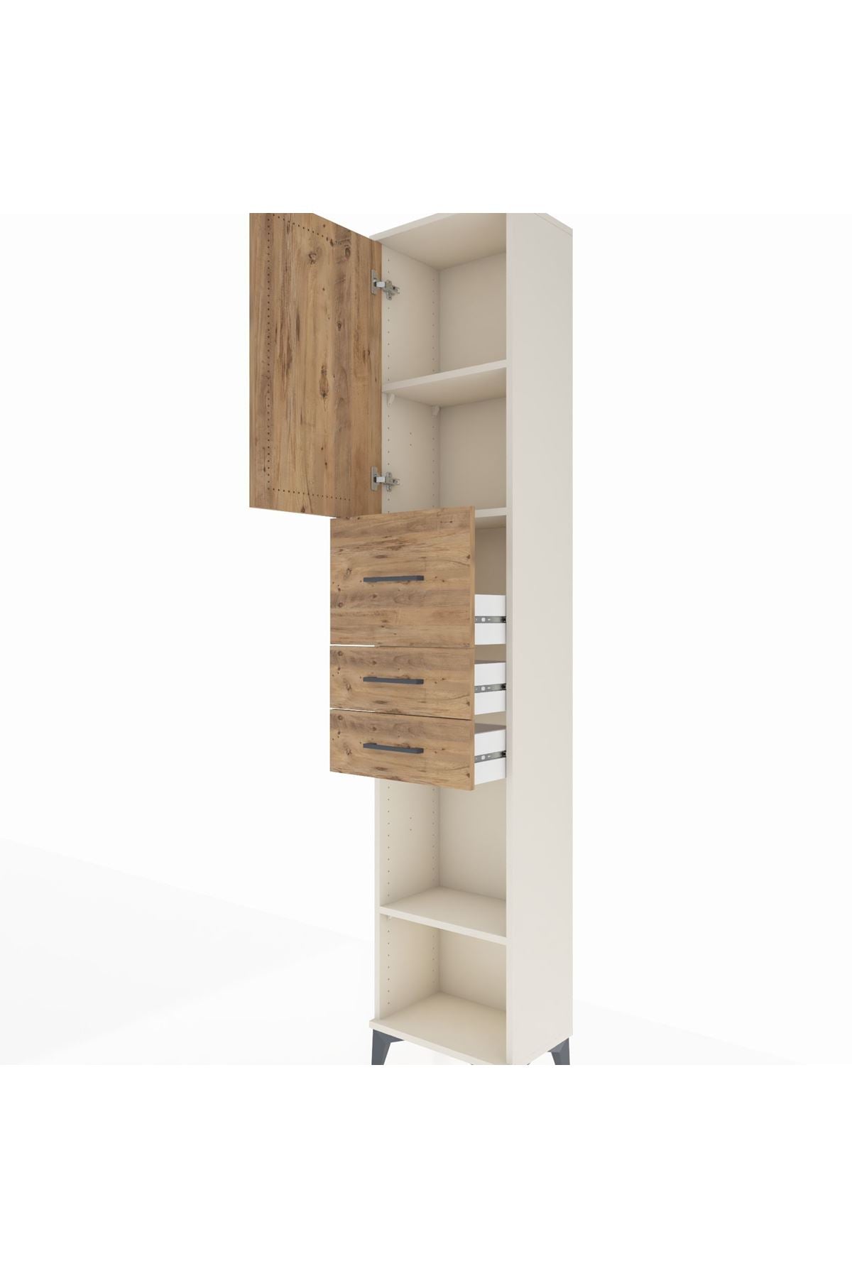 Arges Dolap 3 Raflı 3 Çekmeceli Tek Kapaklı 44x30x221 - S28M227V3A