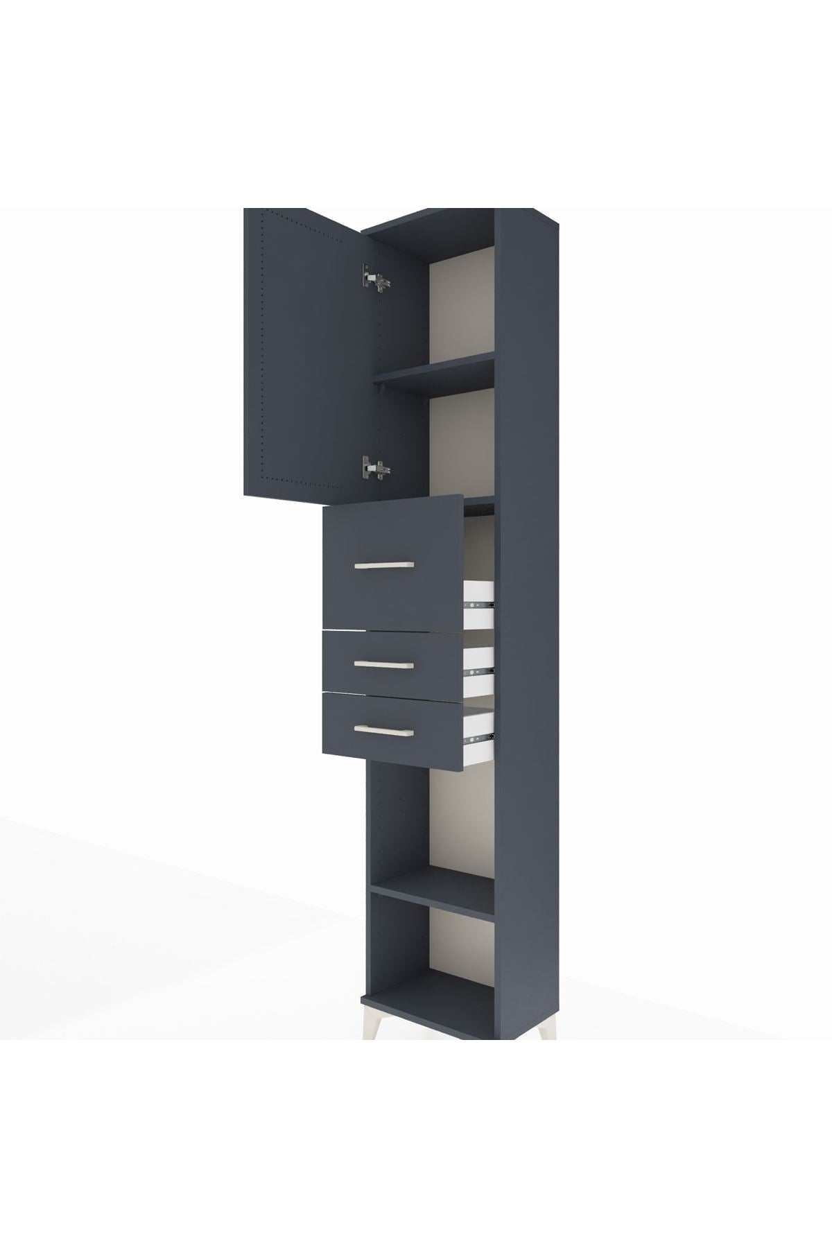 Arges Dolap 3 Raflı 3 Çekmeceli Tek Kapaklı 44x30x221 - S28M227V5A