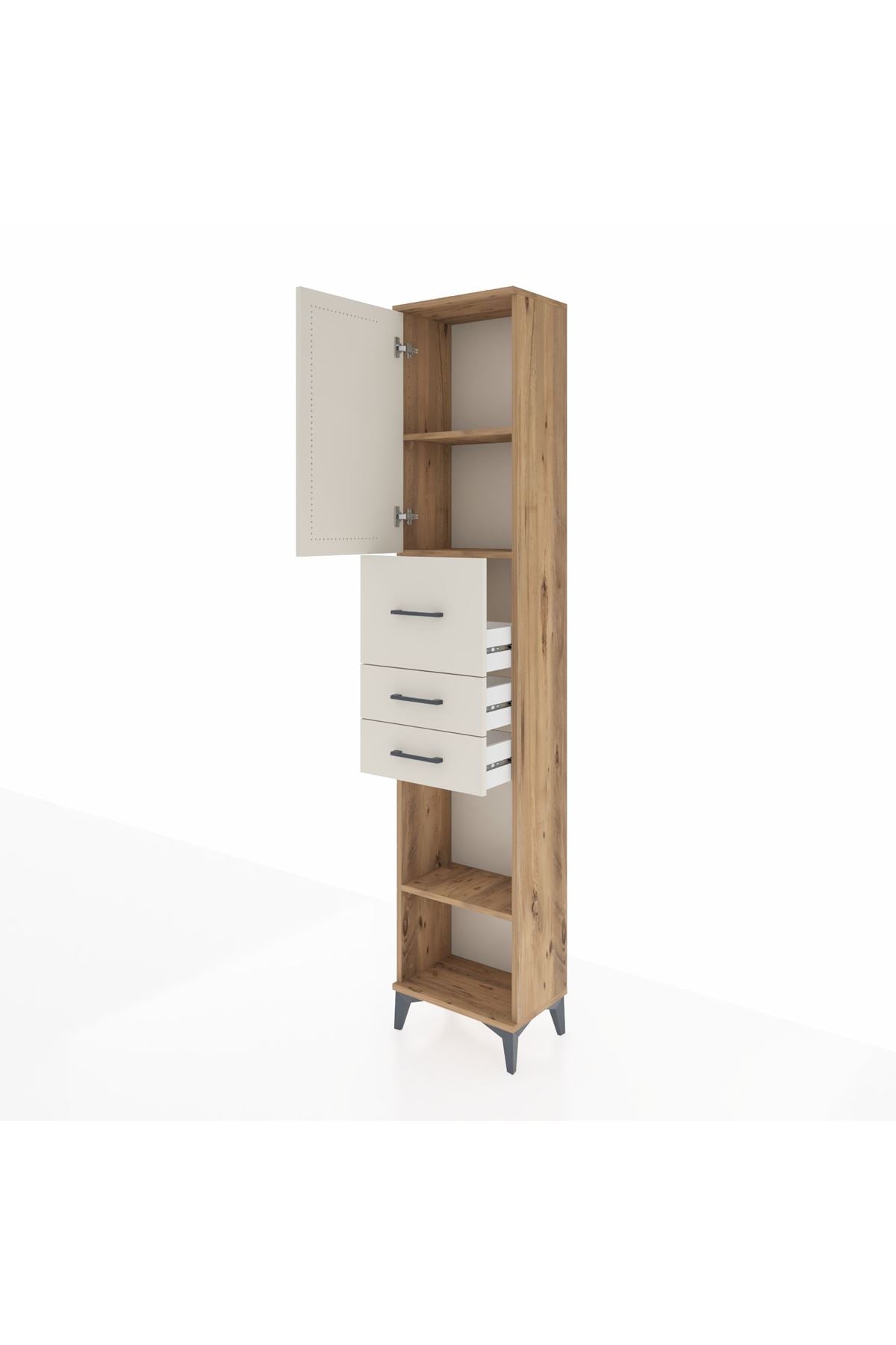 Arges Dolap 3 Raflı 3 Çekmeceli Tek Kapaklı 44x30x221 - S28M227V7A