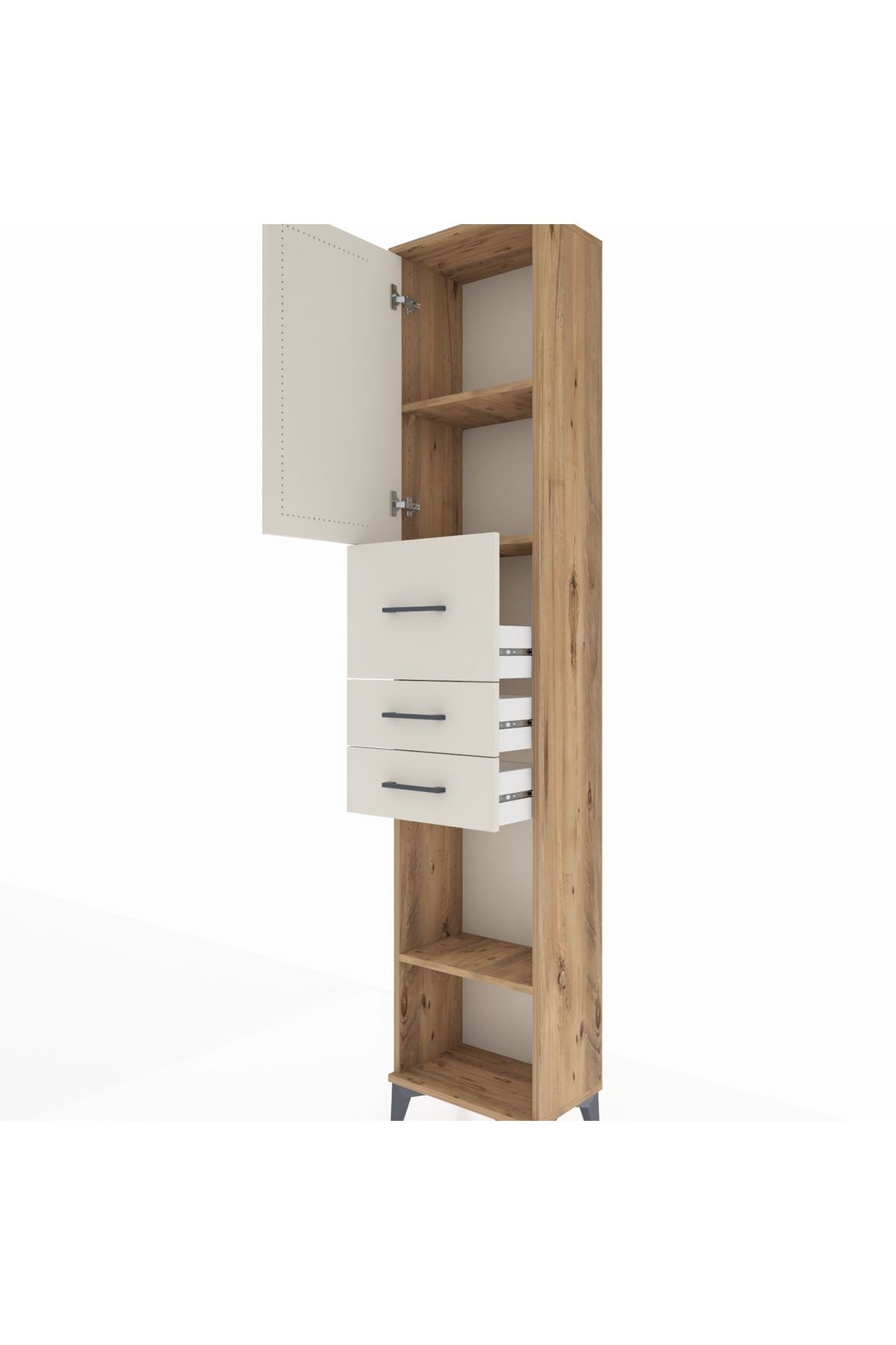 Arges Dolap 3 Raflı 3 Çekmeceli Tek Kapaklı 44x30x221 - S28M227V7A