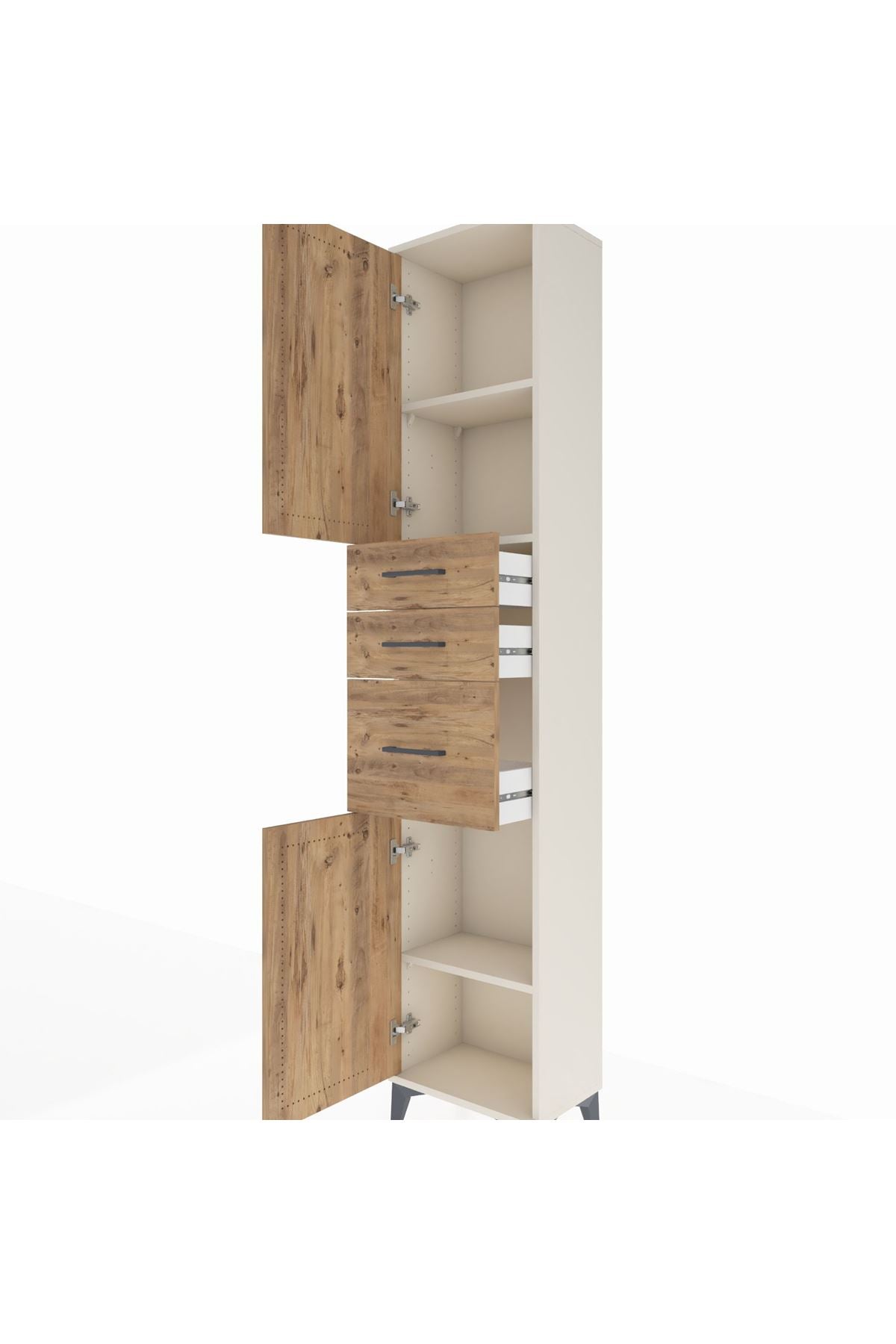 Arges Dolap 3 Raflı 3 Çekmeceli 2 Kapaklı 44x30x221 - S28M229V3A