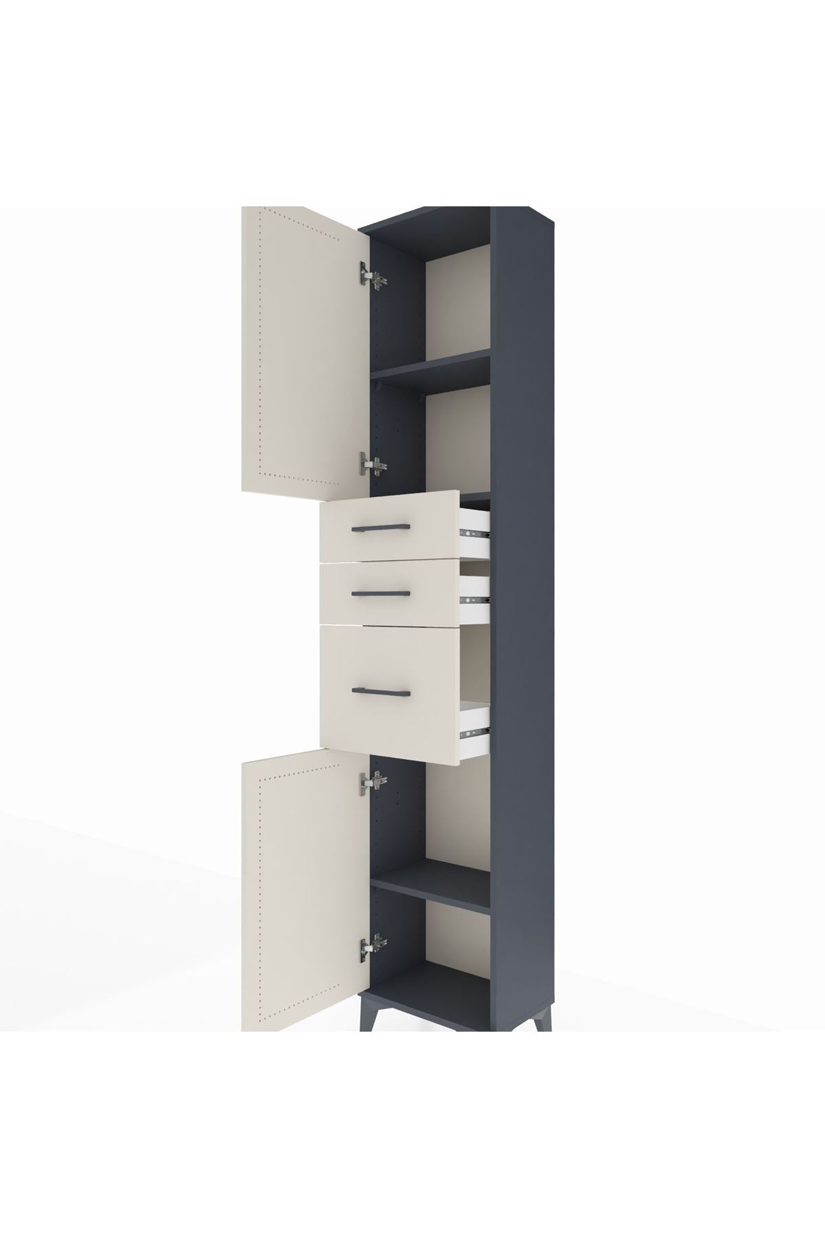 Arges Dolap 3 Raflı 3 Çekmeceli 2 Kapaklı 44x30x221 - S28M229V4A