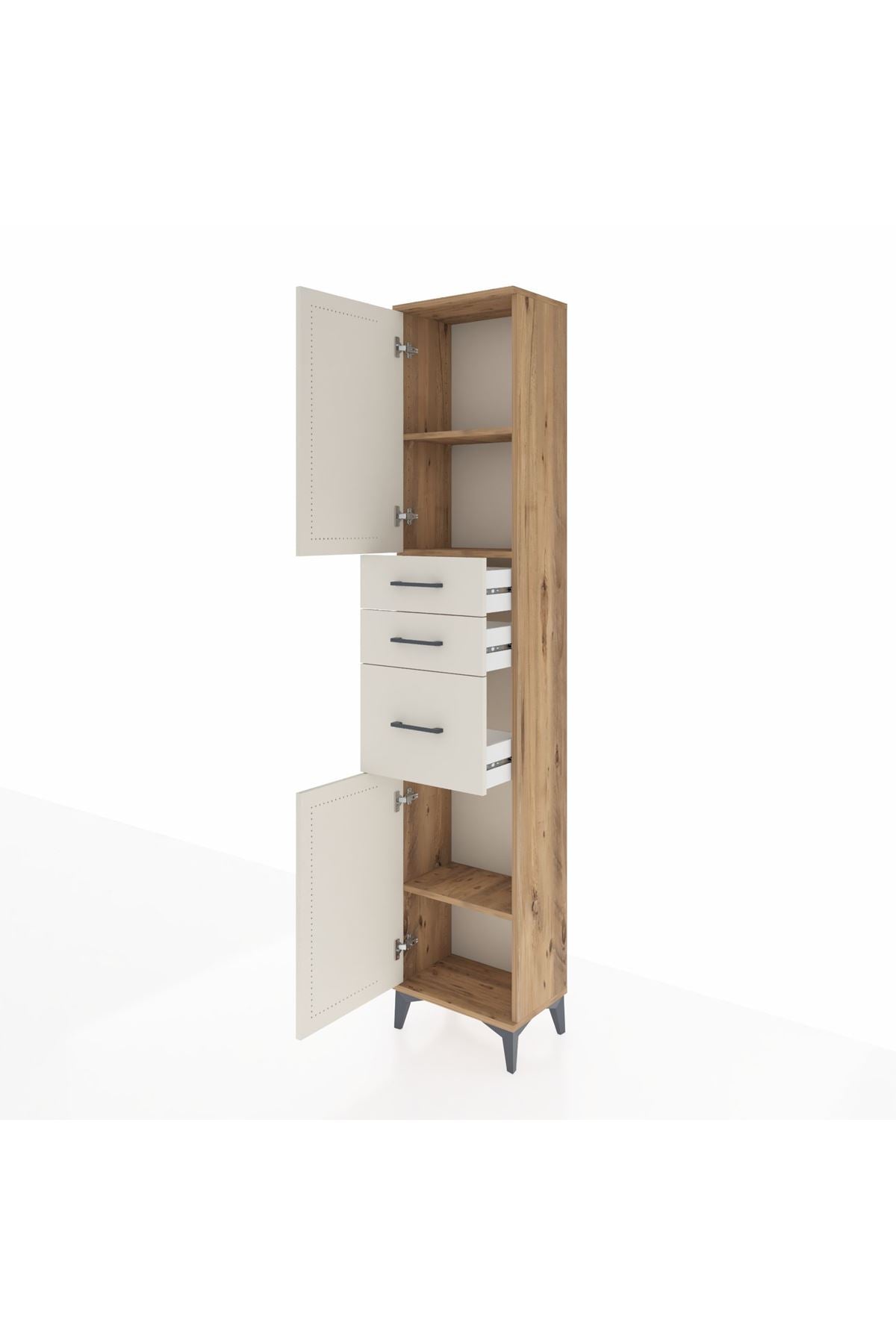 Arges Dolap 3 Raflı 3 Çekmeceli 2 Kapaklı 44x30x221 - S28M229V7A