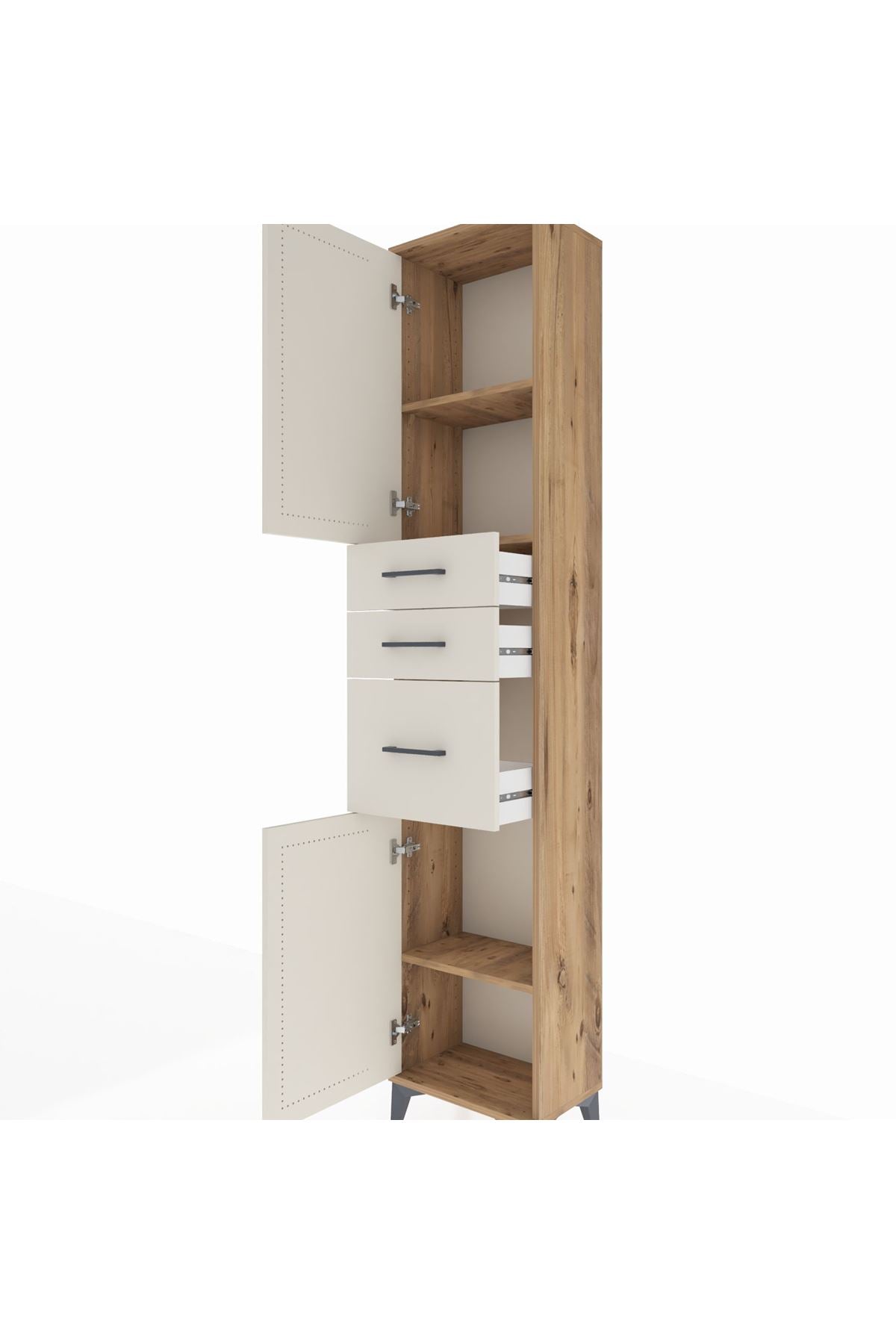 Arges Dolap 3 Raflı 3 Çekmeceli 2 Kapaklı 44x30x221 - S28M229V7A