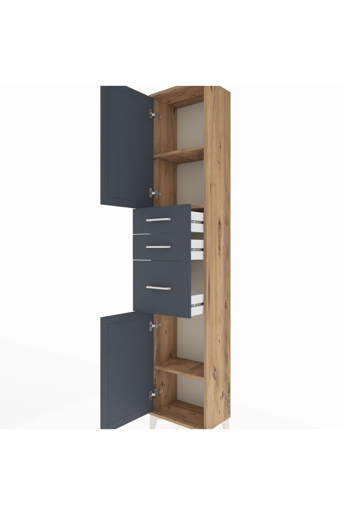 Arges Dolap 3 Raflı 3 Çekmeceli 2 Kapaklı 44x30x221 - S28M229V8A