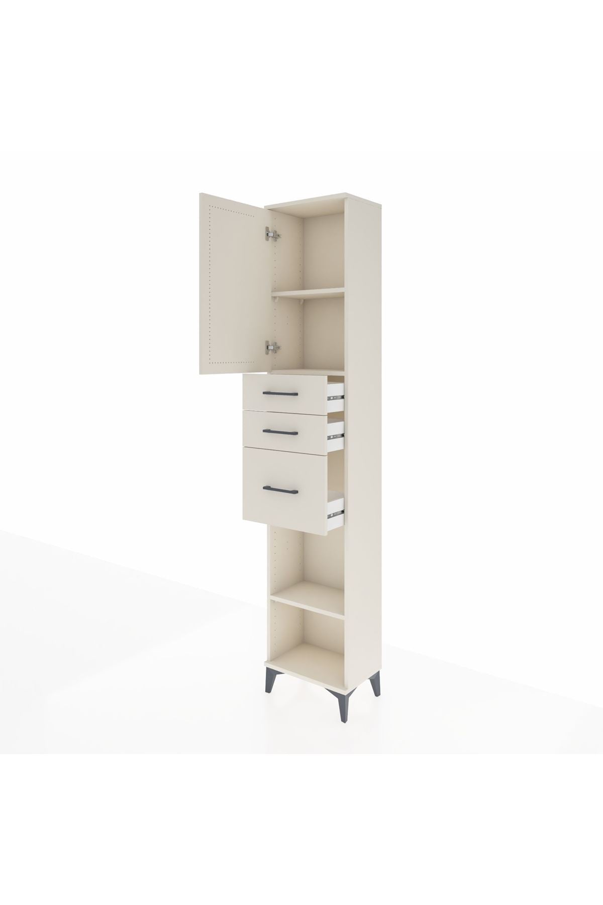 Arges Dolap 3 Raflı 3 Çekmeceli Tek Kapaklı 44x30x221 - S28M230V1A