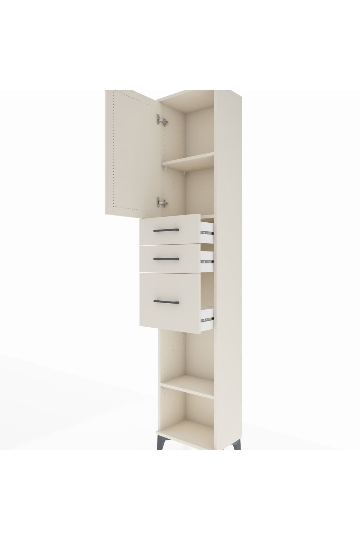 Arges Dolap 3 Raflı 3 Çekmeceli Tek Kapaklı 44x30x221 - S28M230V1A