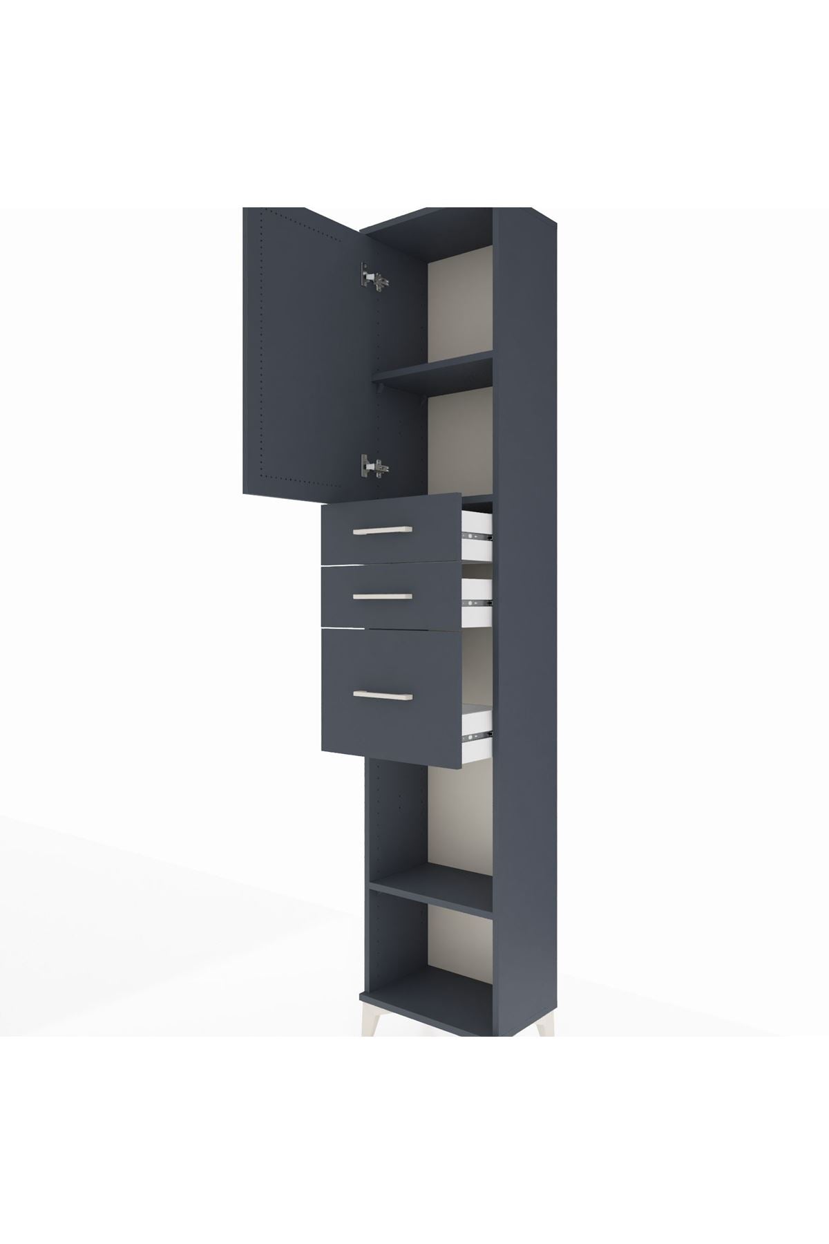 Arges Dolap 3 Raflı 3 Çekmeceli Tek Kapaklı 44x30x221 - S28M230V5A