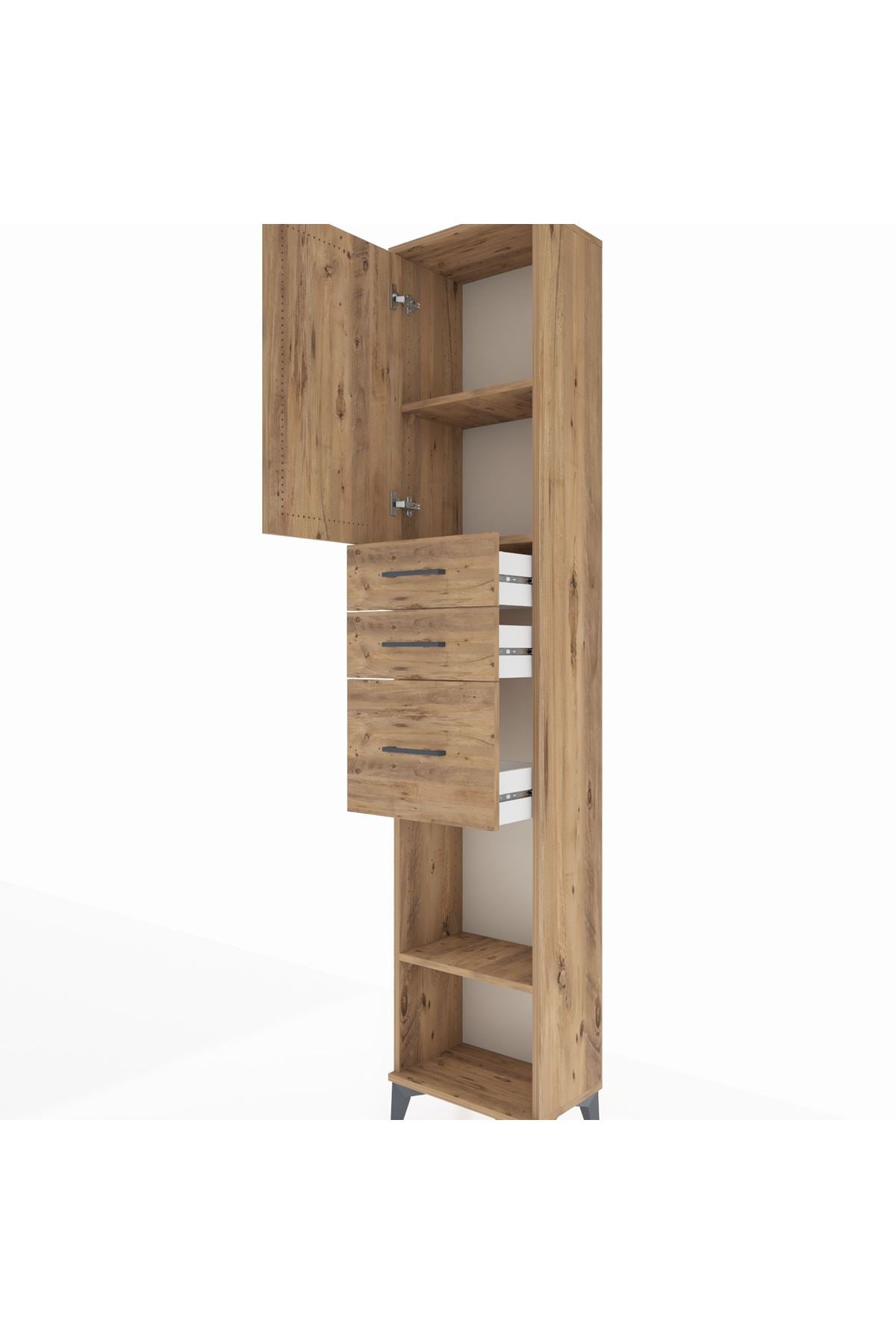 Arges Dolap 3 Raflı 3 Çekmeceli Tek Kapaklı 44x30x221 - S28M230V9A