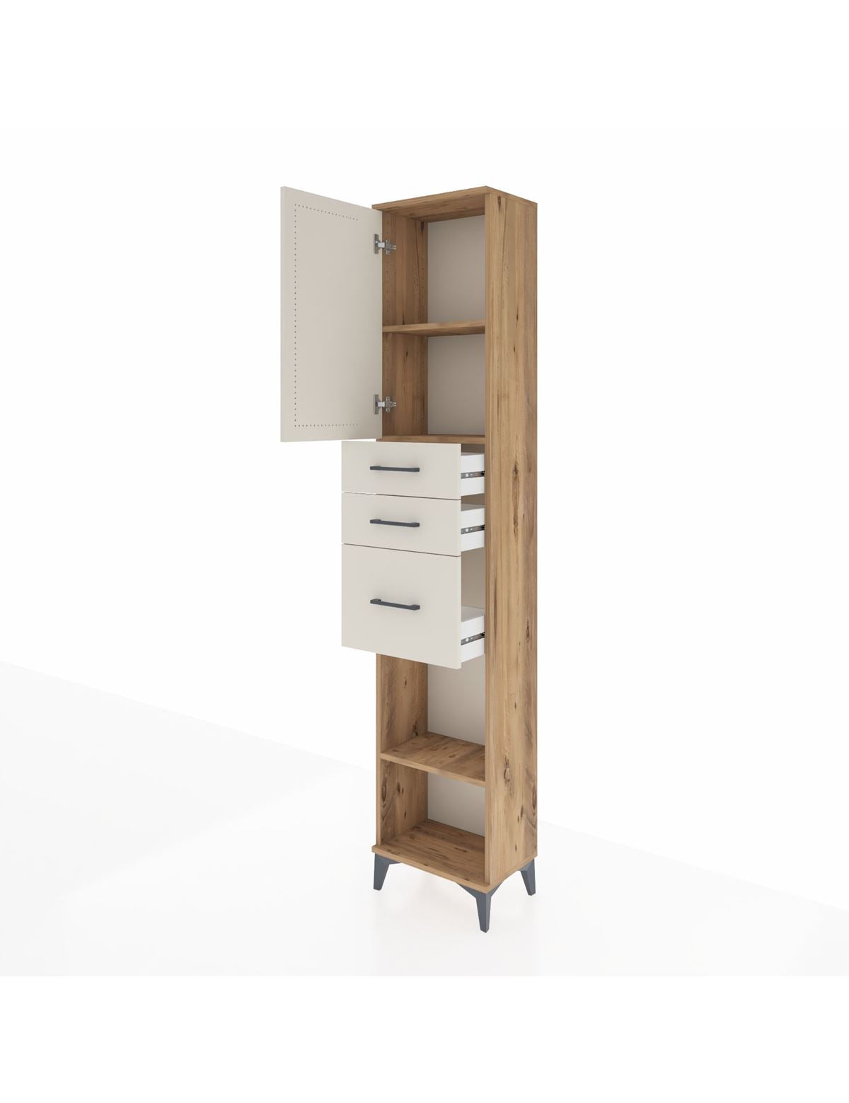 Arges Dolap 3 Raflı 3 Çekmeceli Tek Kapaklı 44x30x221 - S28M231V7A