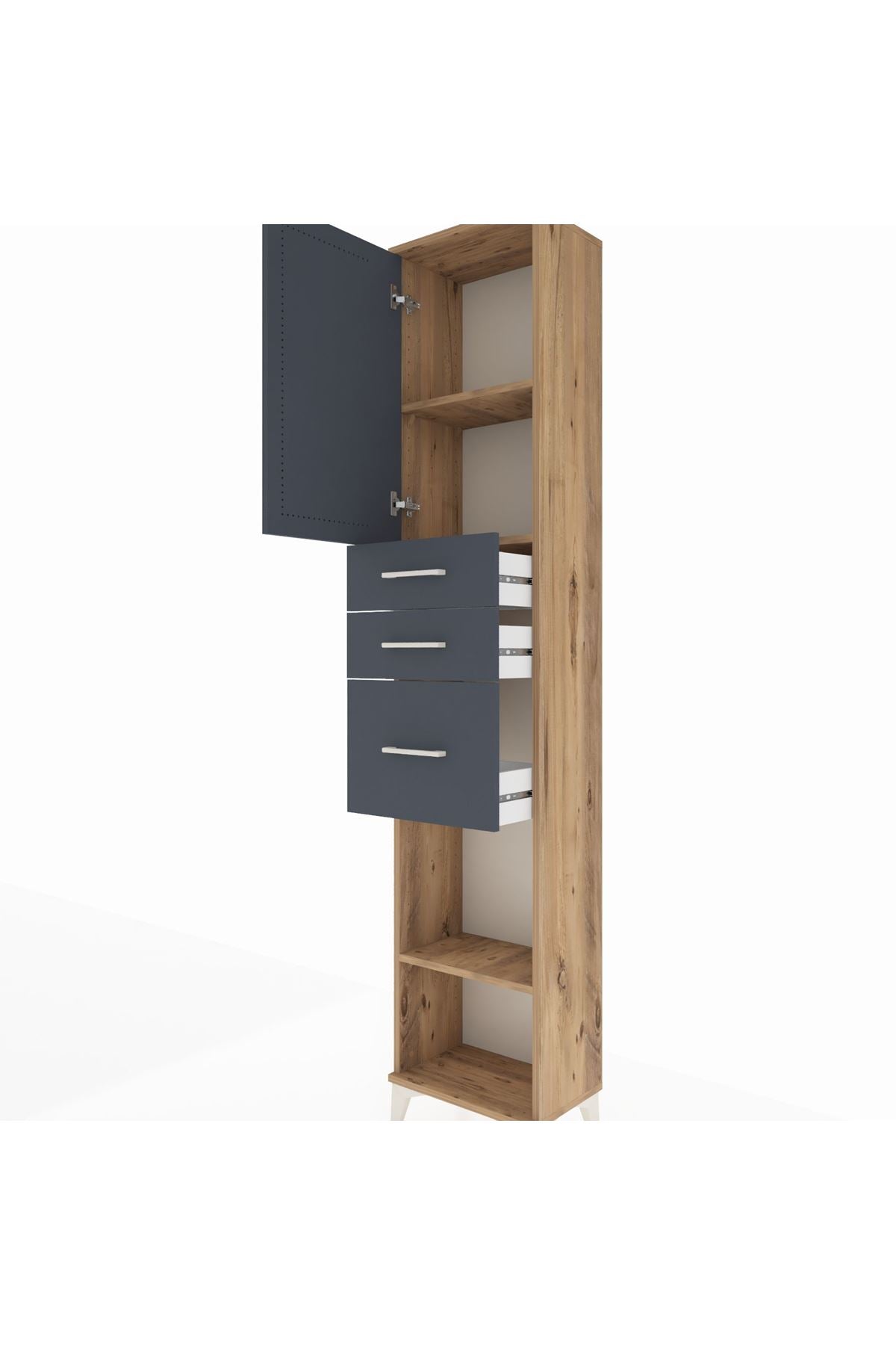 Arges Dolap 3 Raflı 3 Çekmeceli Tek Kapaklı 44x30x221 - S28M231V8A