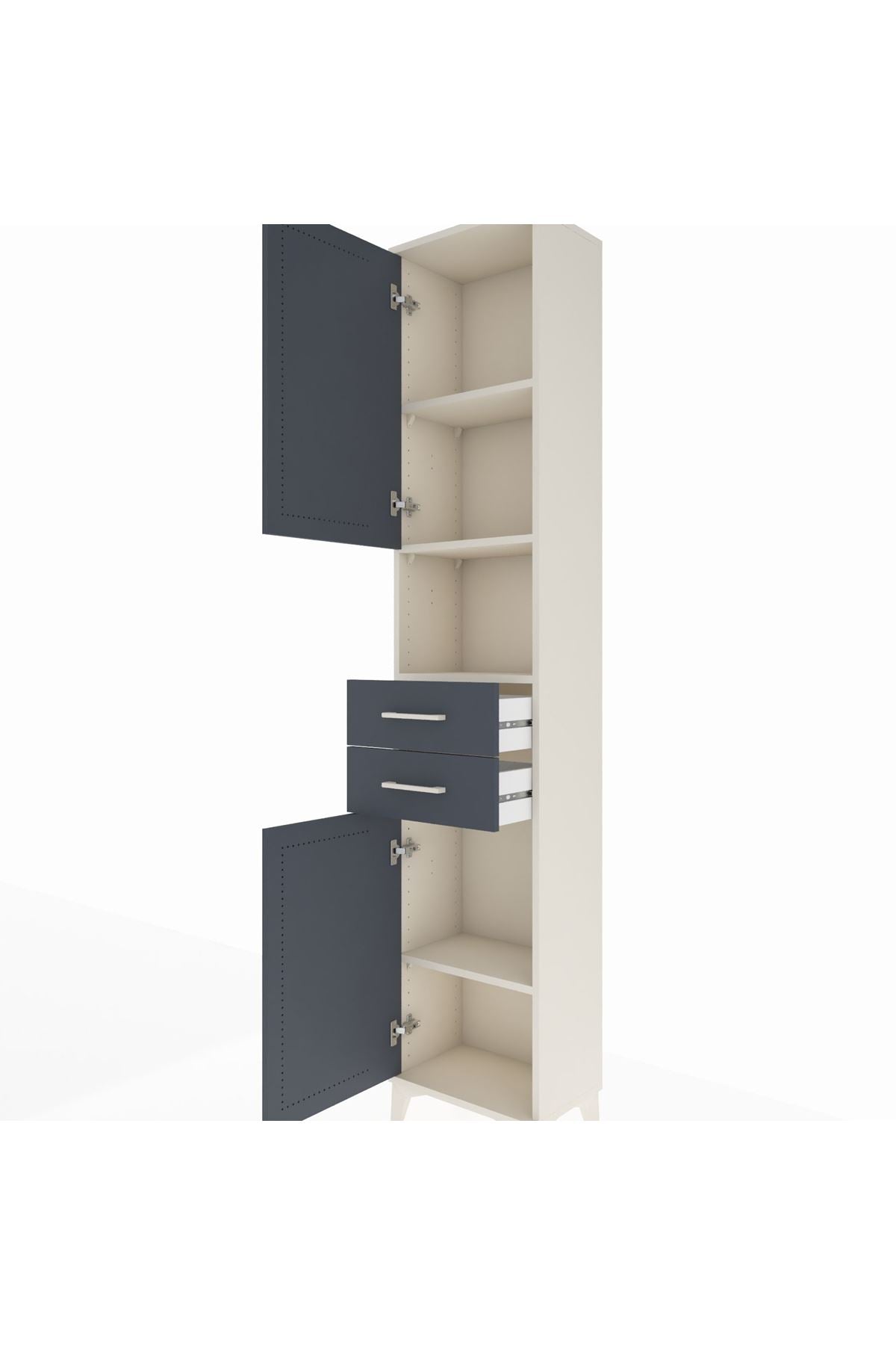 Arges Dolap 4 Raflı 2 Çekmeceli 2 Kapaklı 44x30x221 - S28M233V2A