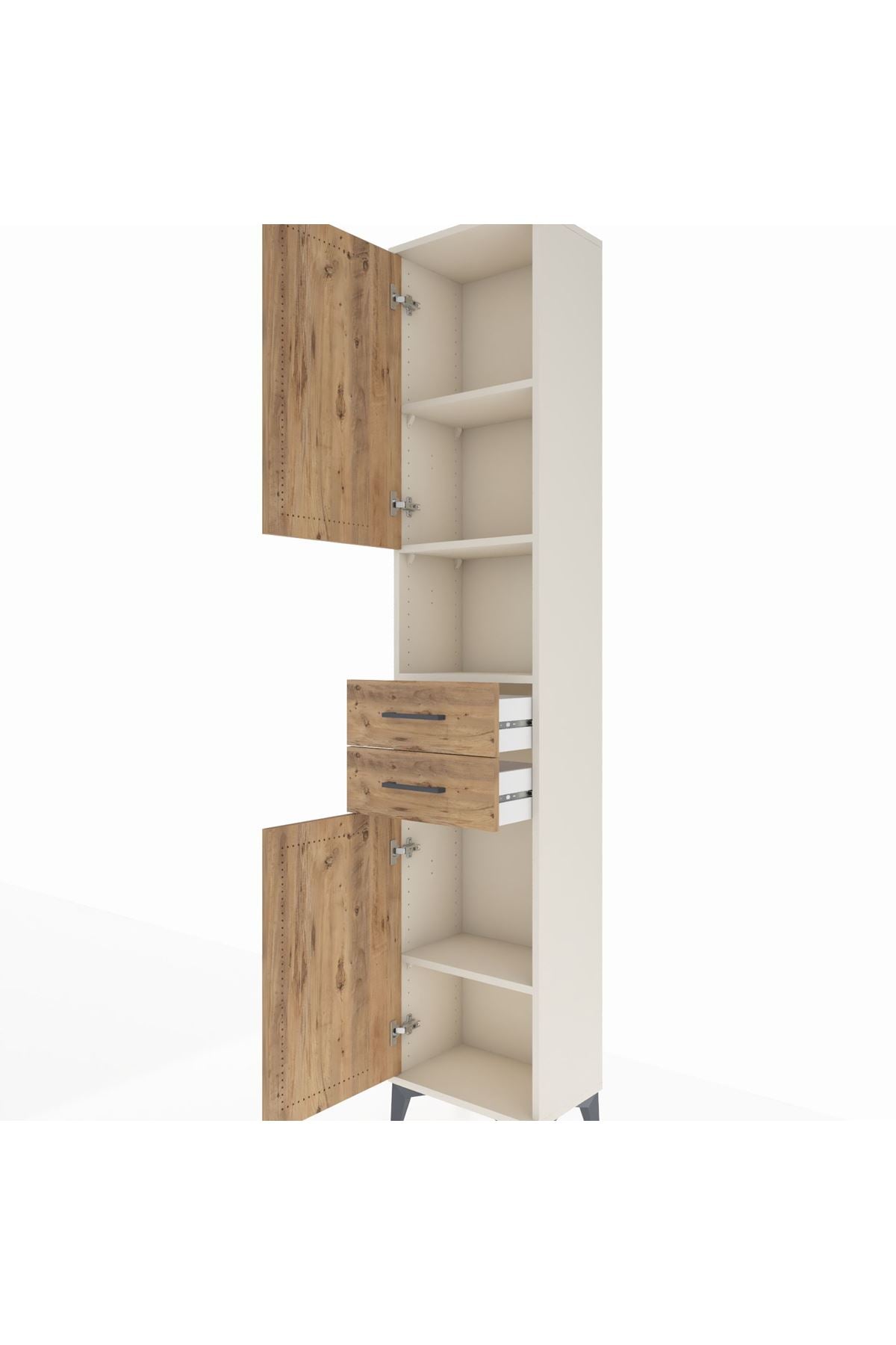 Arges Dolap 4 Raflı 2 Çekmeceli 2 Kapaklı 44x30x221 - S28M233V3A