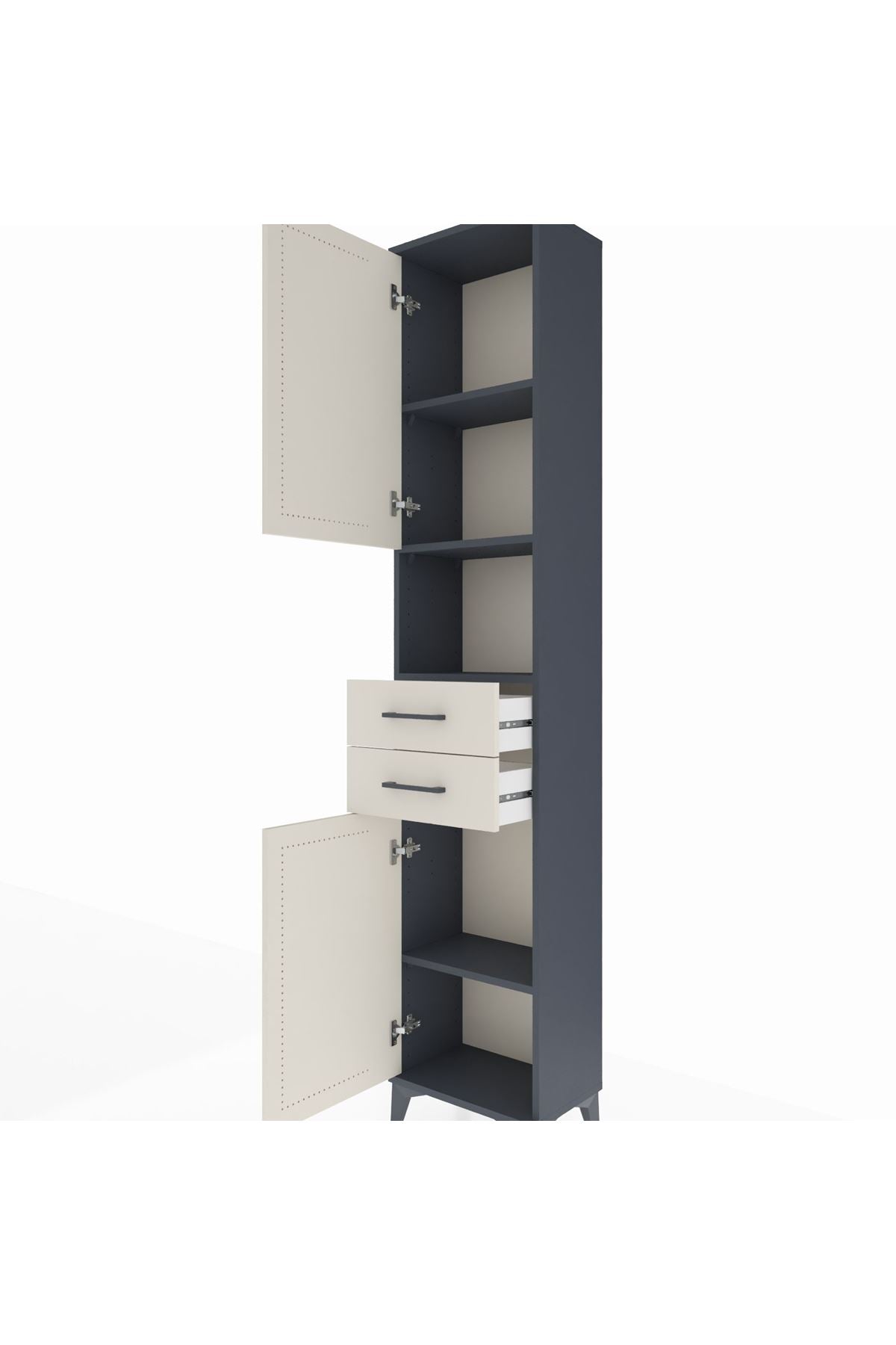 Arges Dolap 4 Raflı 2 Çekmeceli 2 Kapaklı 44x30x221 - S28M233V4A
