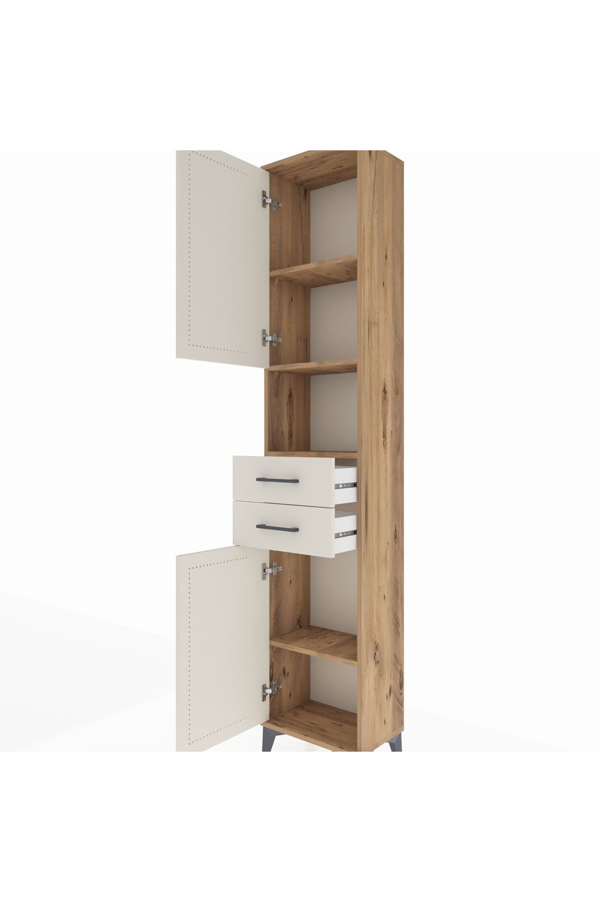Arges Dolap 4 Raflı 2 Çekmeceli 2 Kapaklı 44x30x221 - S28M233V7A