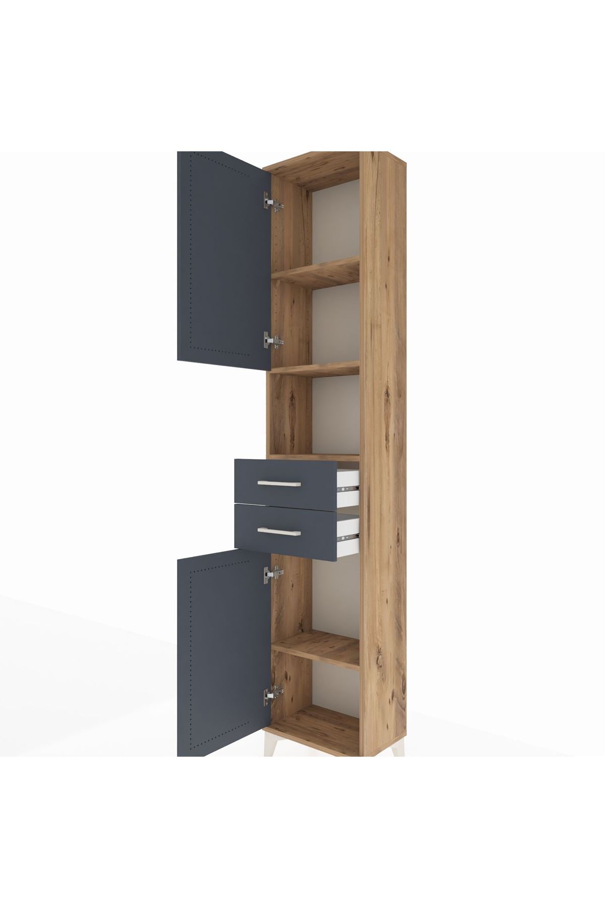 Arges Dolap 4 Raflı 2 Çekmeceli 2 Kapaklı 44x30x221 - S28M233V8A