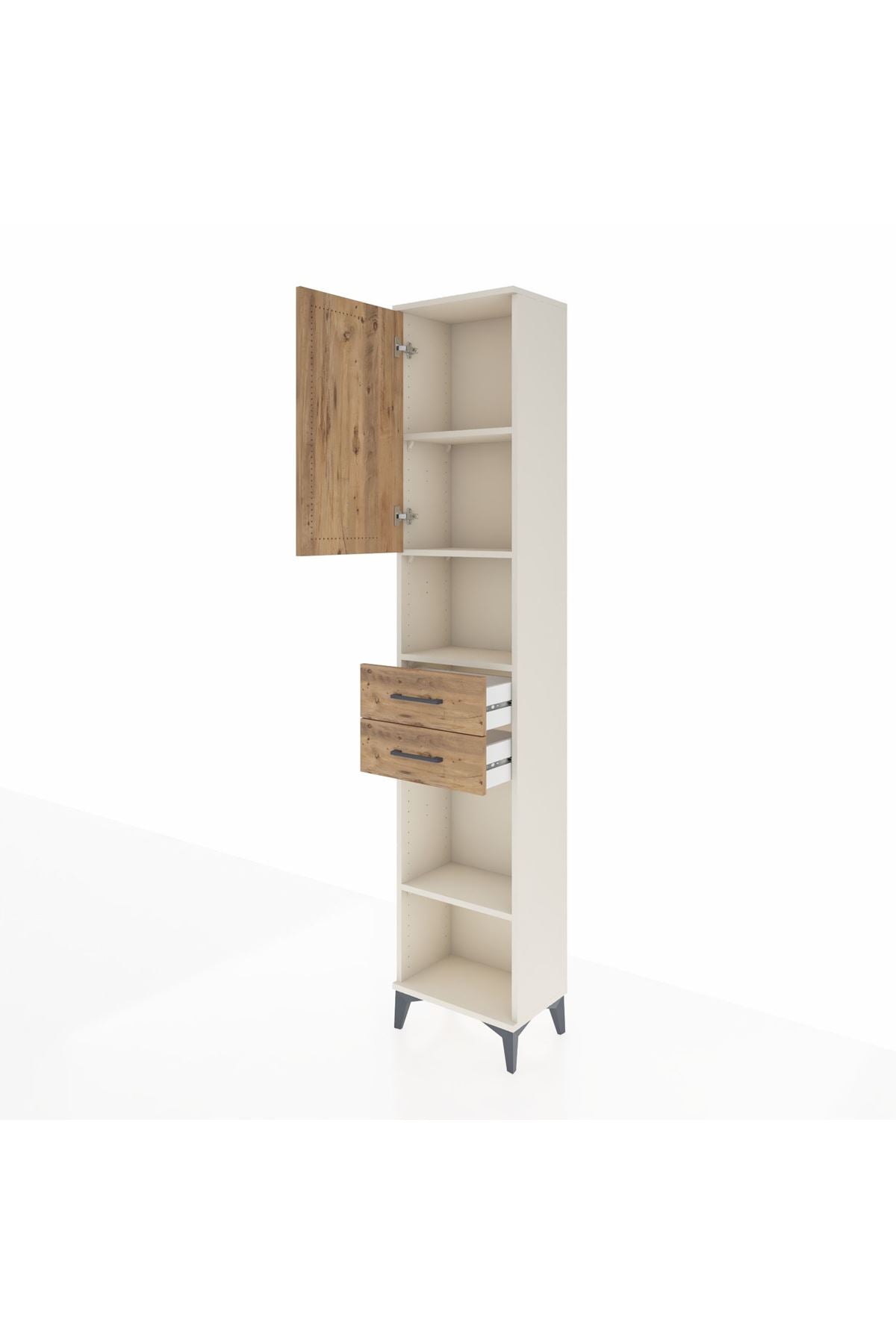 Arges Dolap 4 Raflı 2 Çekmeceli Tek Kapaklı 44x30x221 - S28M235V3A