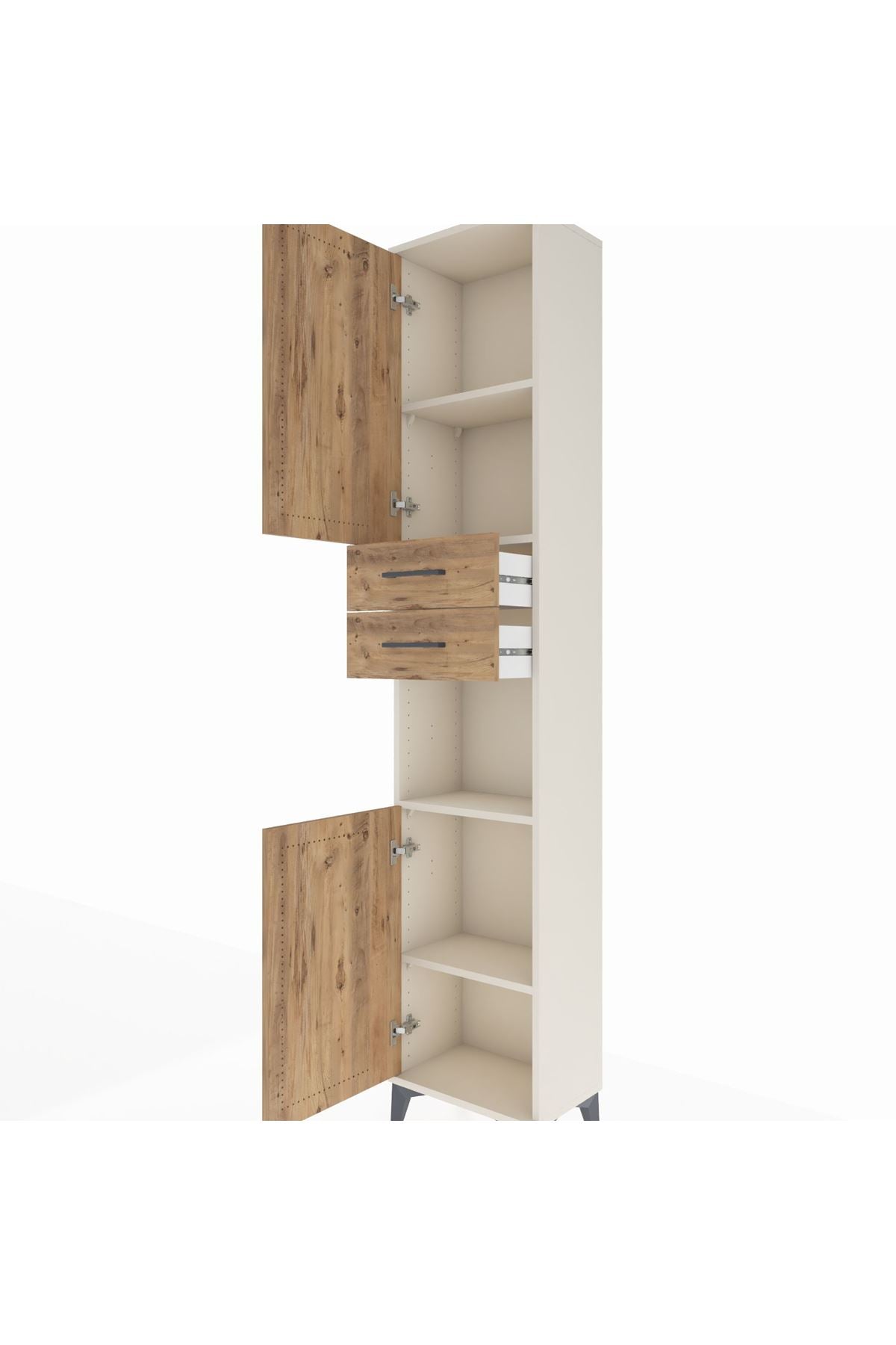 Arges Dolap 4 Raflı 2 Çekmeceli 2 Kapaklı 44x30x221 - S28M237V3A