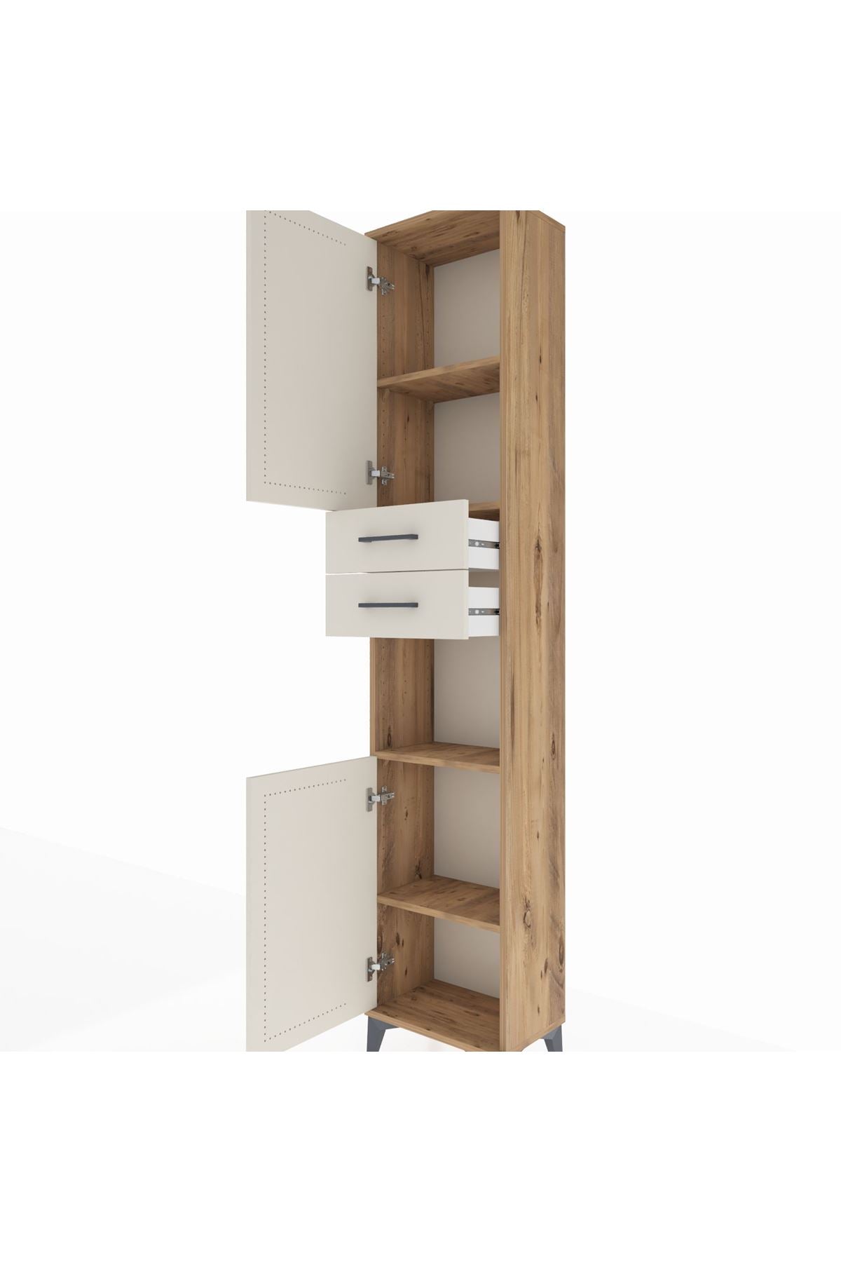 Arges Dolap 4 Raflı 2 Çekmeceli 2 Kapaklı 44x30x221 - S28M237V7A