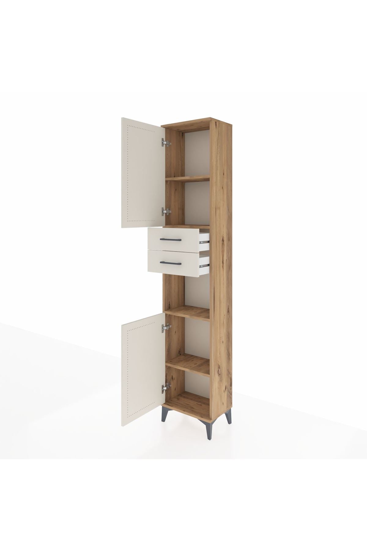 Arges Dolap 4 Raflı 2 Çekmeceli 2 Kapaklı 44x30x221 - S28M237V7A