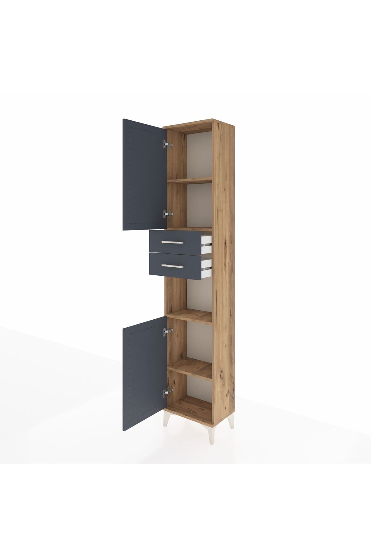 Arges Dolap 4 Raflı 2 Çekmeceli 2 Kapaklı 44x30x221 - S28M237V8A