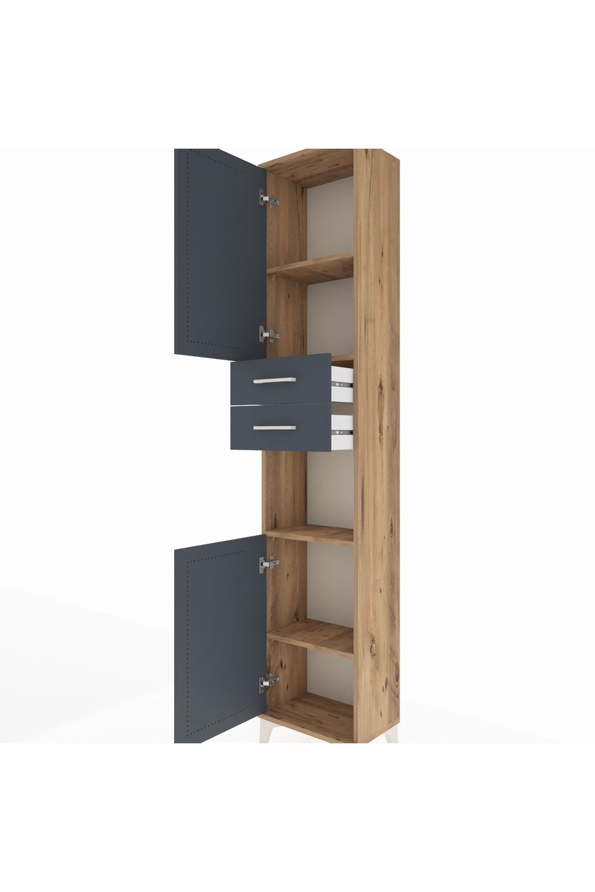 Arges Dolap 4 Raflı 2 Çekmeceli 2 Kapaklı 44x30x221 - S28M237V8A