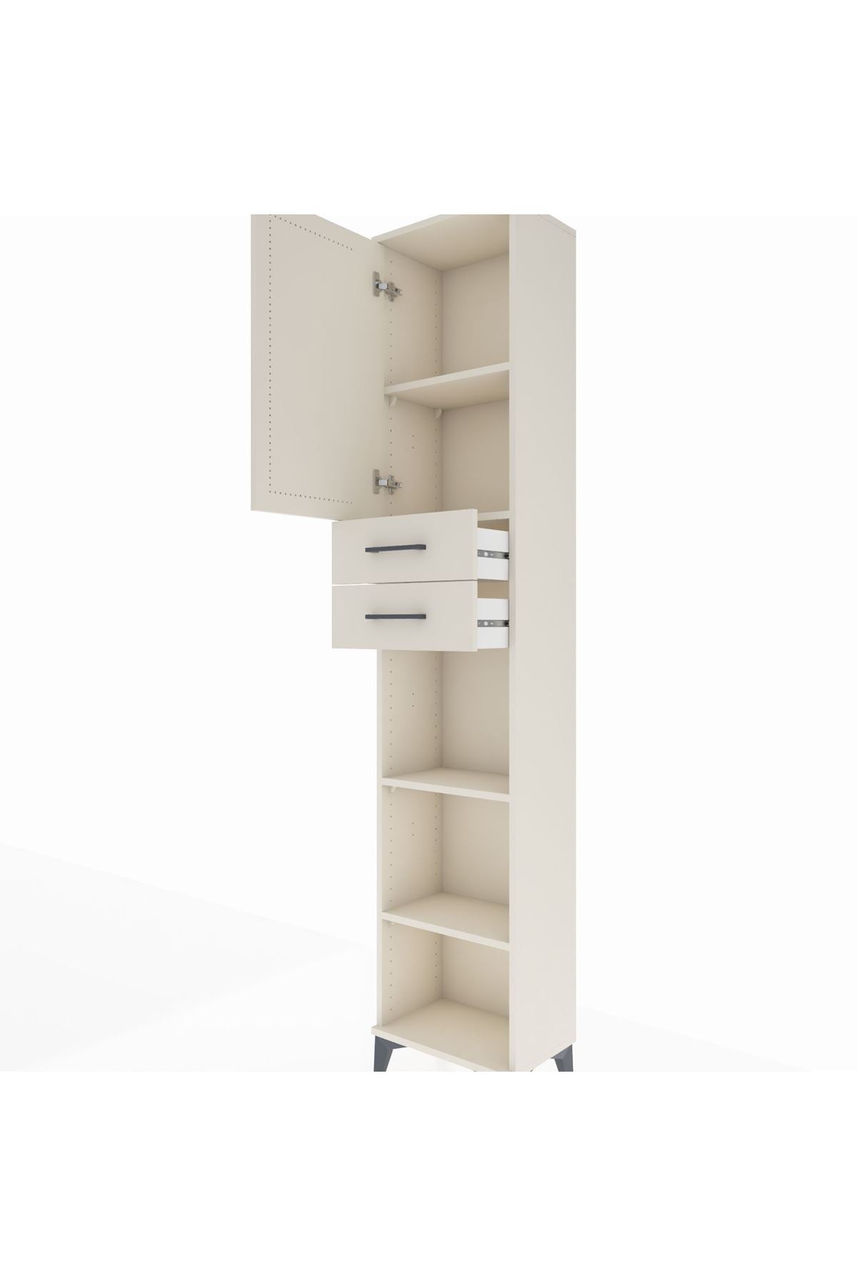 Arges Dolap 4 Raflı 2 Çekmeceli Tek Kapaklı 44x30x221 - S28M238V1A