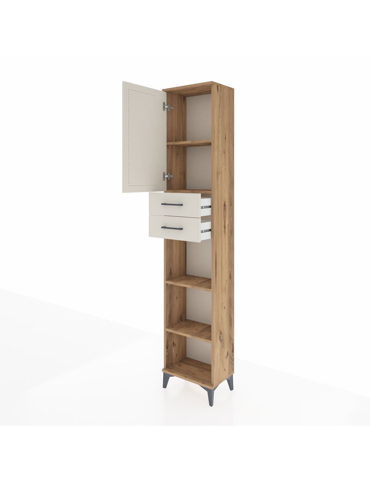Arges Dolap 4 Raflı 2 Çekmeceli Tek Kapaklı 44x30x221 - S28M239V7A