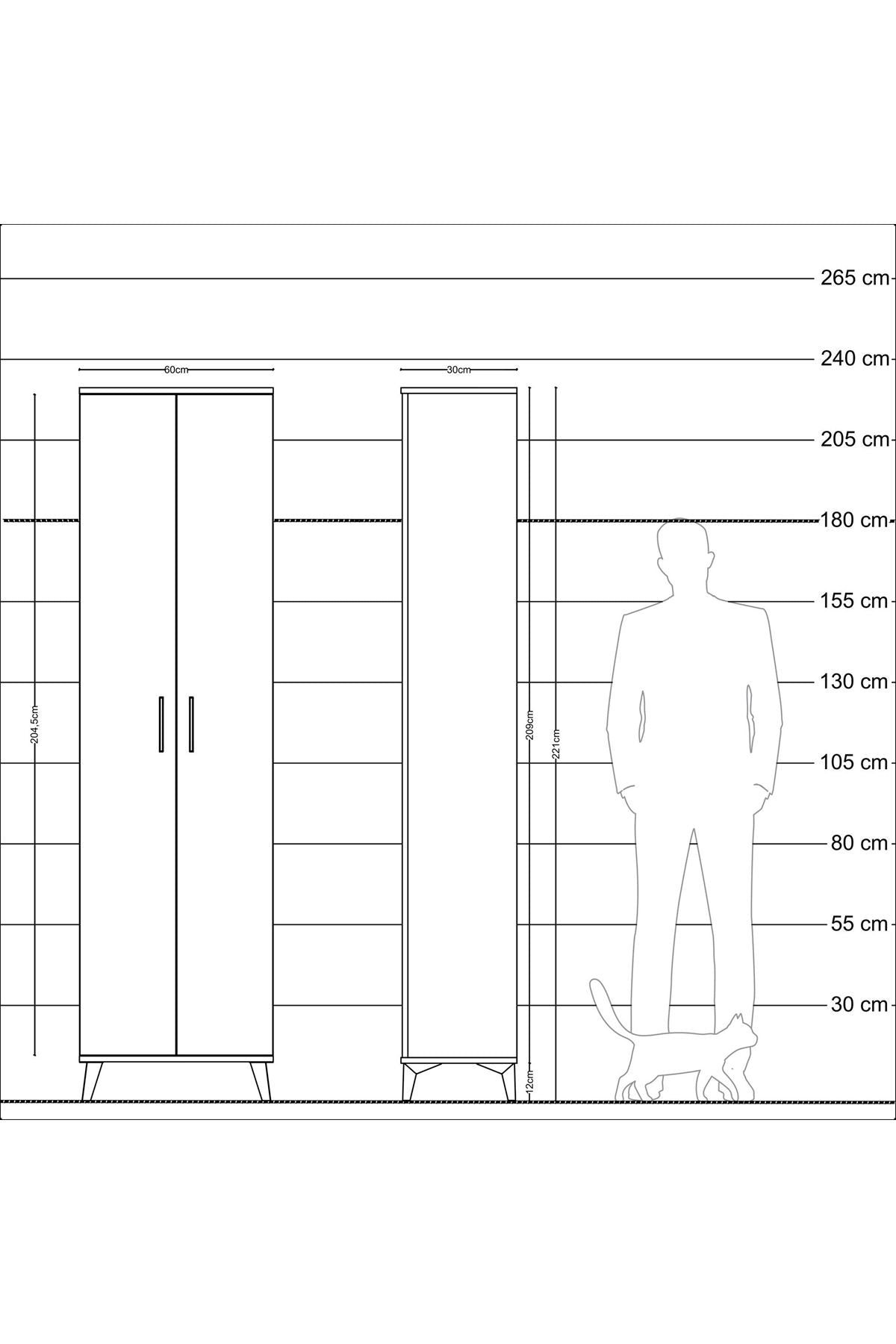 Arges Dolap 3 Raflı 2 Kapaklı Tek Askılı 60x30x221 - S29M003V6A