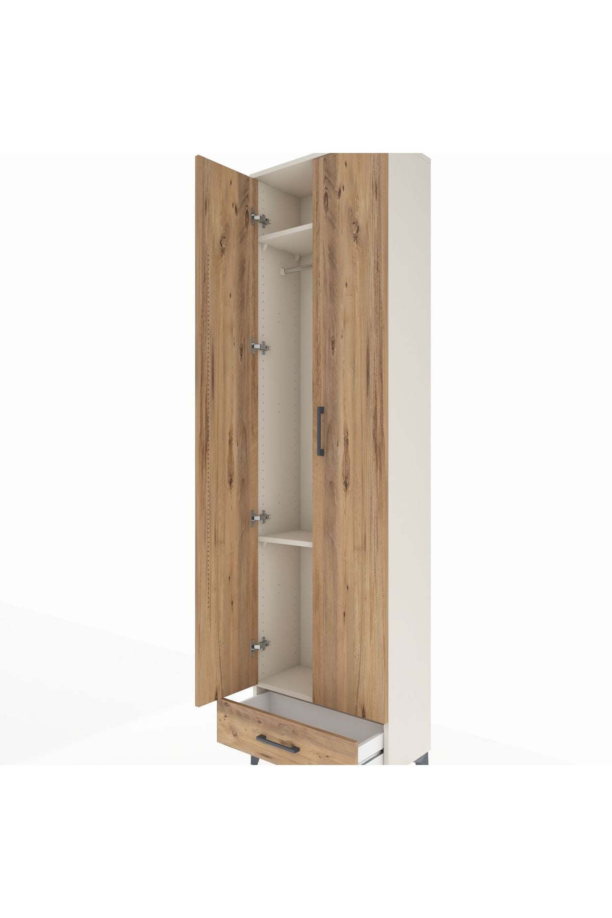 Arges Dolap 3 Raflı Tek Çekmeceli Tek Askılı 60x30x221 - S29M004V3A