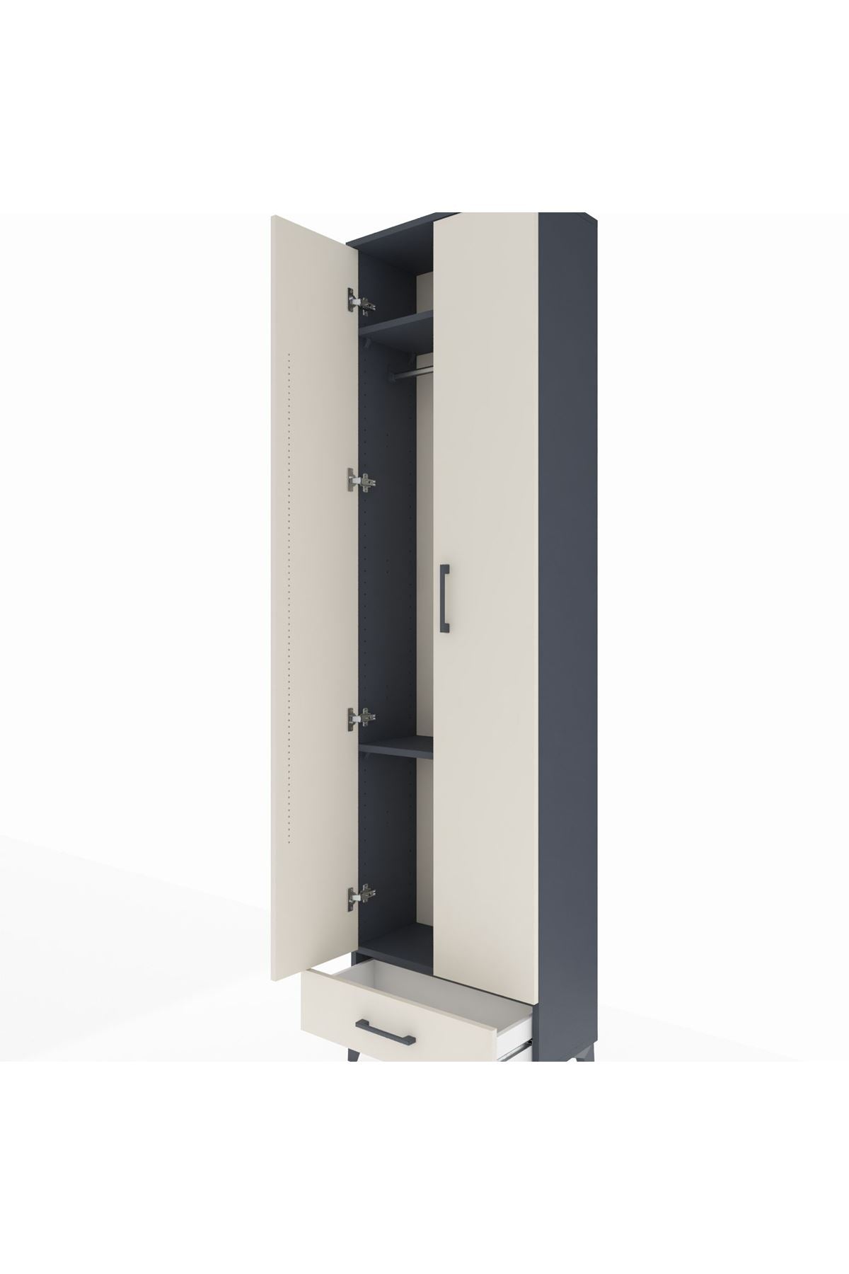 Arges Dolap 3 Raflı Tek Çekmeceli Tek Askılı 60x30x221 - S29M004V4A