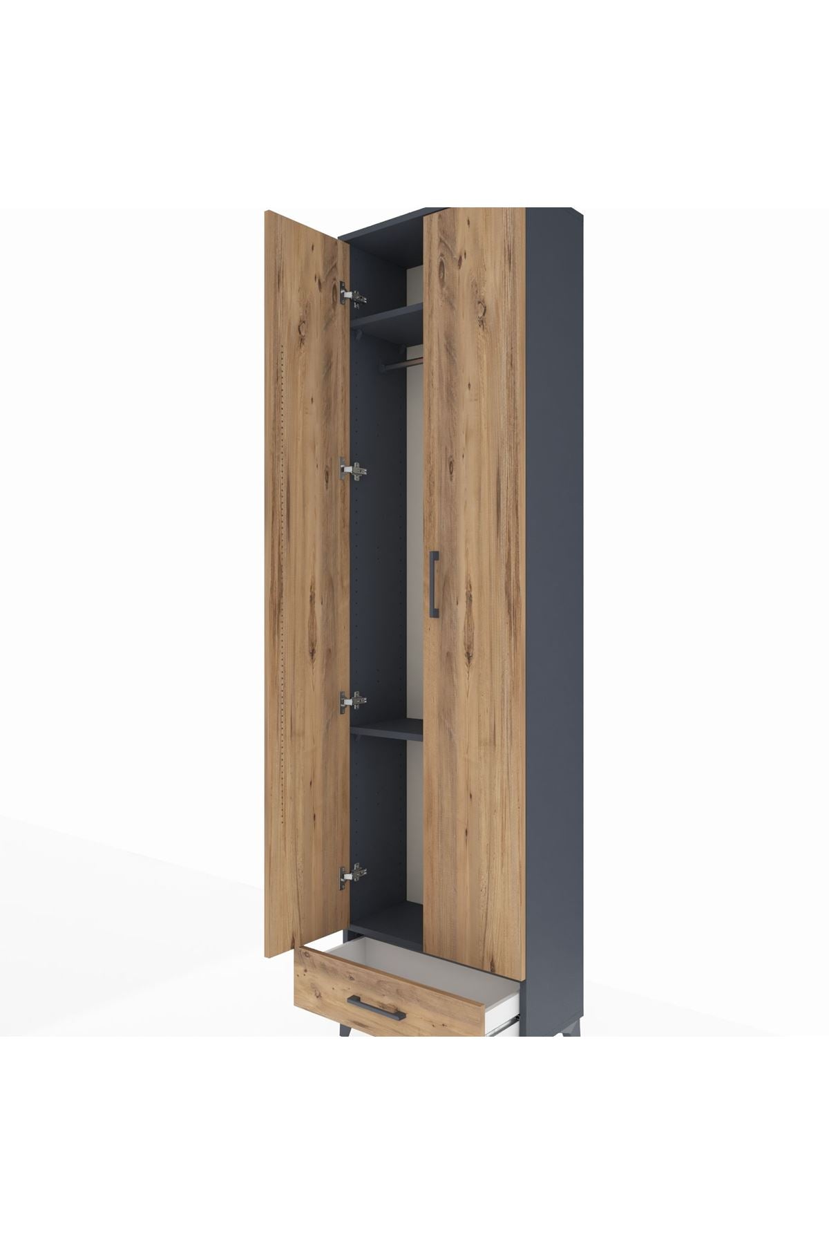 Arges Dolap 3 Raflı Tek Çekmeceli Tek Askılı 60x30x221 - S29M004V6A