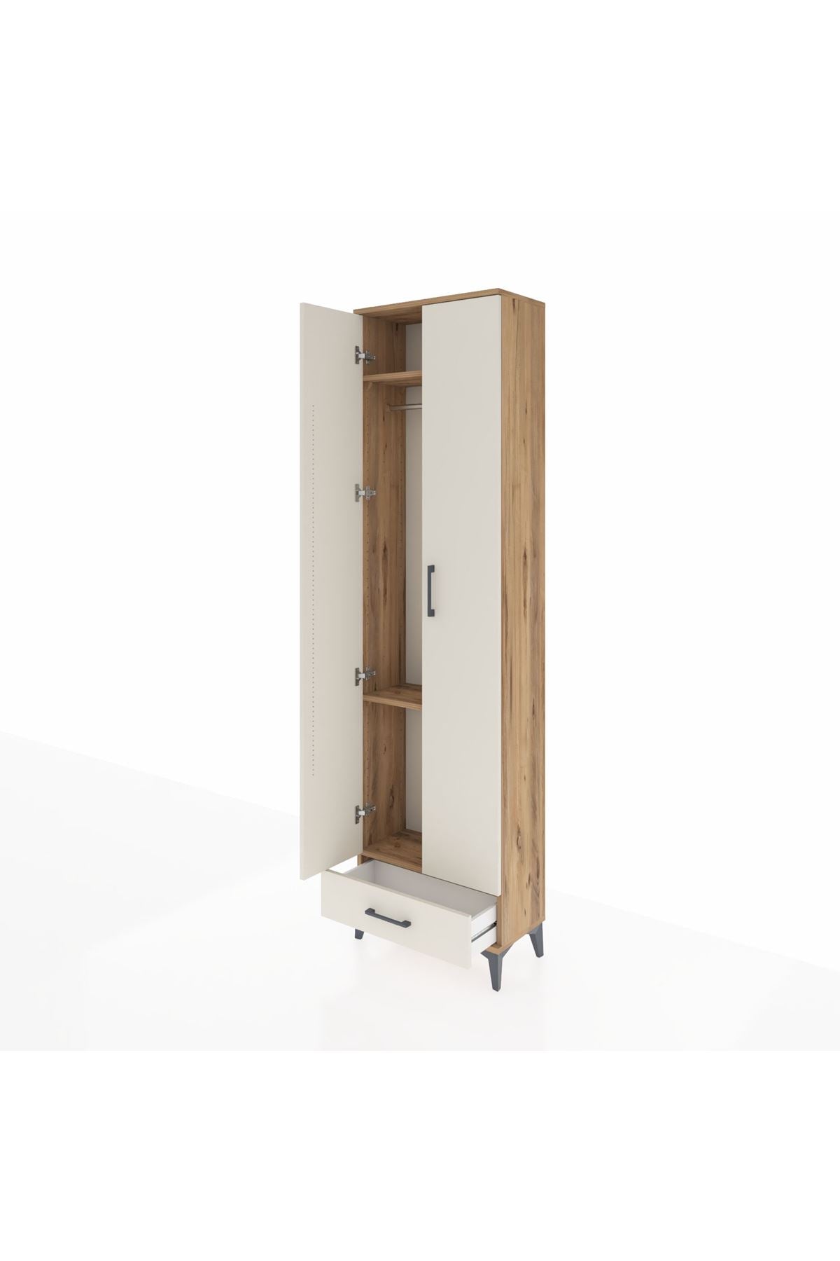 Arges Dolap 3 Raflı Tek Çekmeceli Tek Askılı 60x30x221 - S29M004V7A