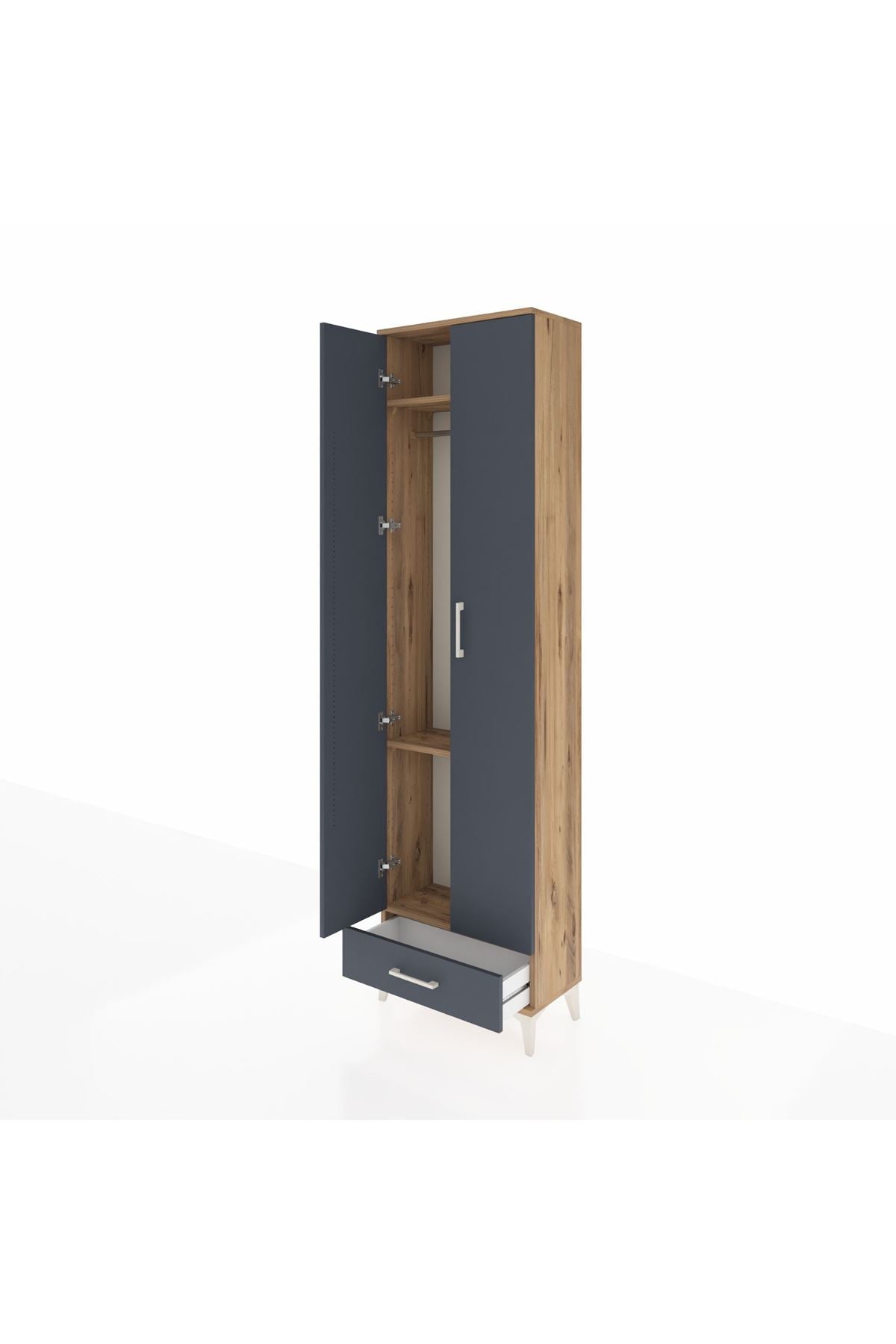 Arges Dolap 3 Raflı Tek Çekmeceli Tek Askılı 60x30x221 - S29M004V8A