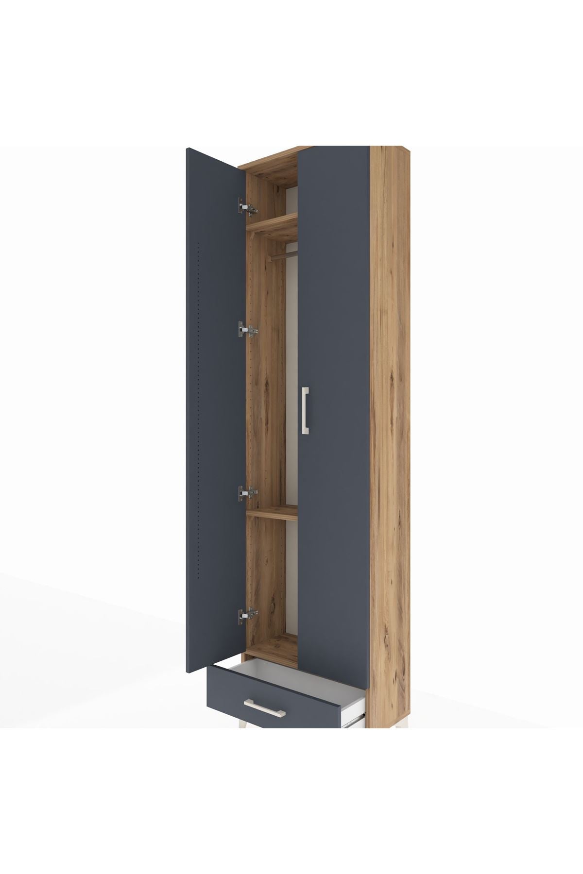 Arges Dolap 3 Raflı Tek Çekmeceli Tek Askılı 60x30x221 - S29M004V8A