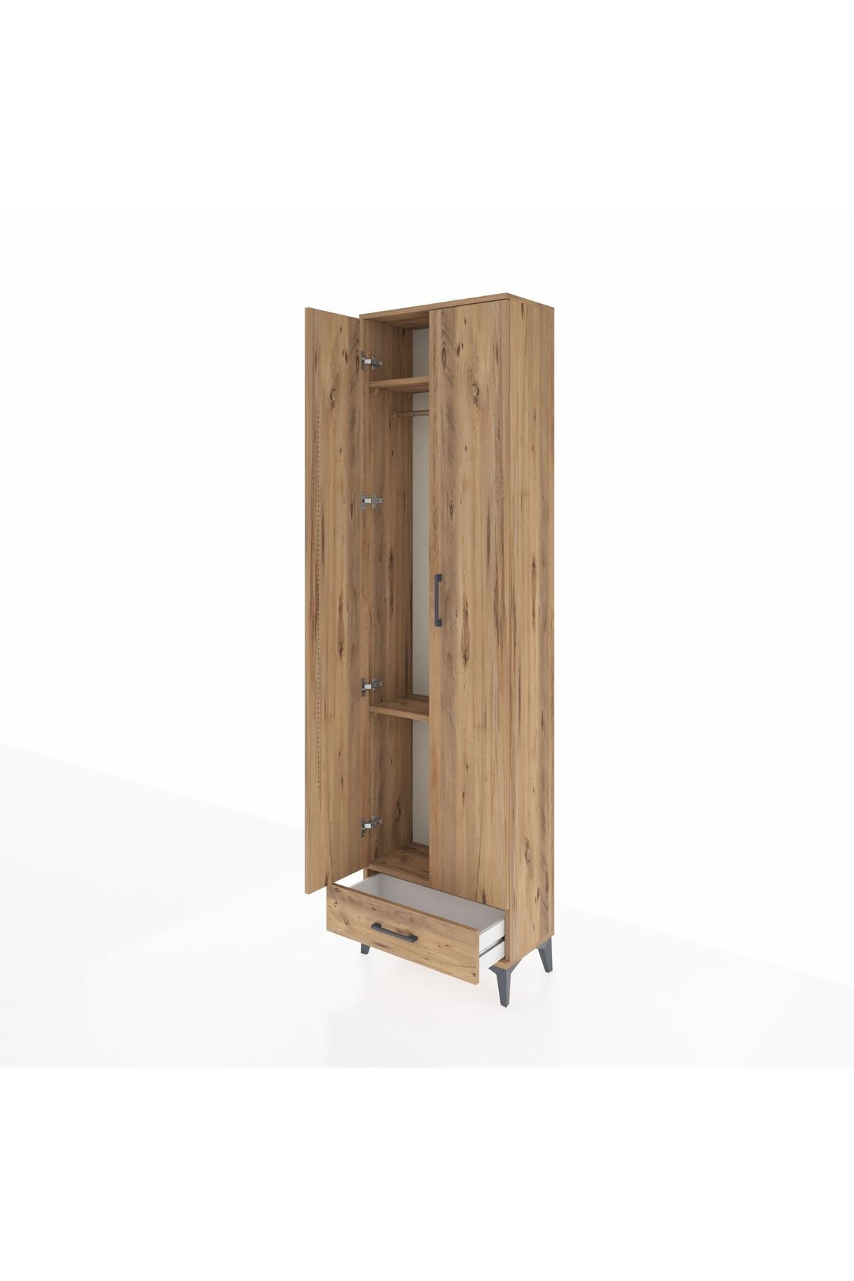 Arges Dolap 3 Raflı Tek Çekmeceli Tek Askılı 60x30x221 - S29M004V9A