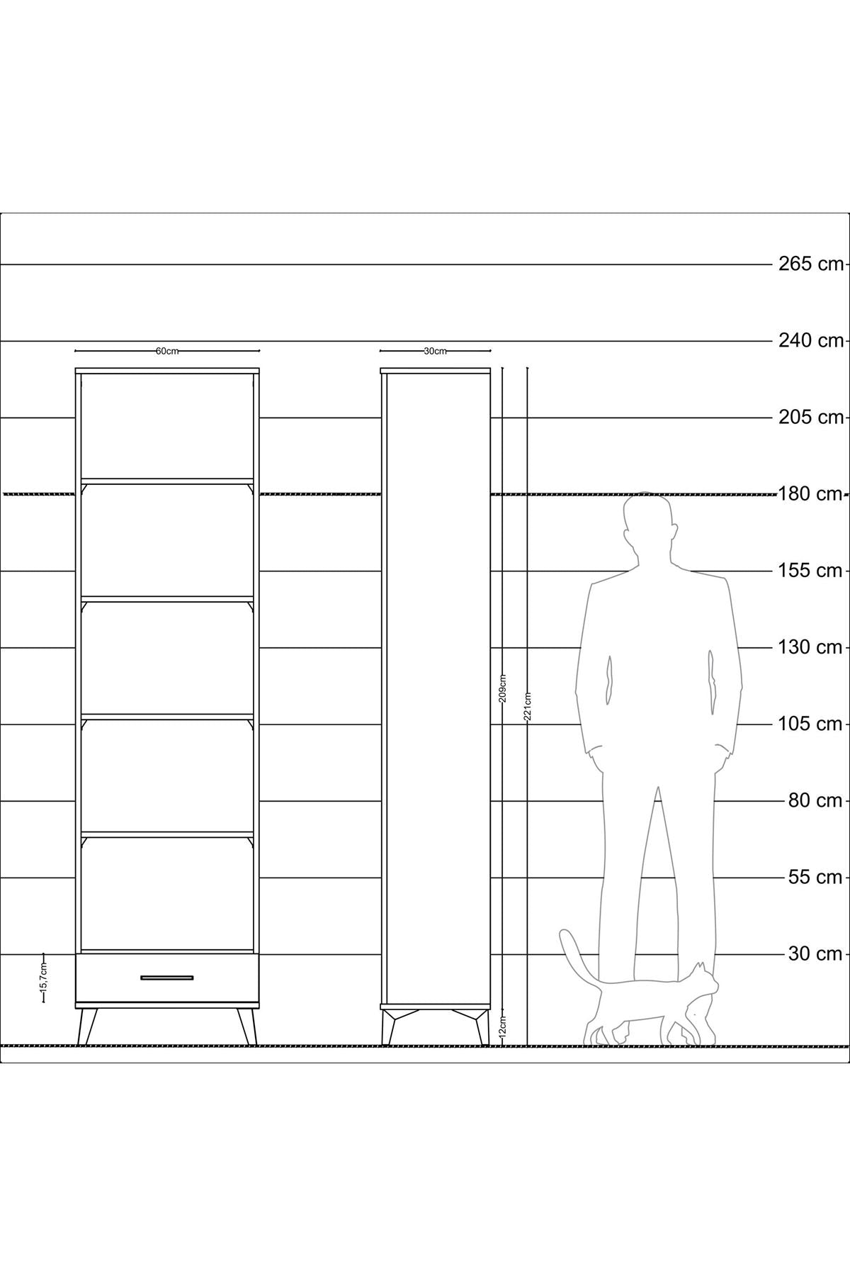 Arges Dolap 5 Raflı Tek Çekmeceli 60x30x221 - S29M006V5A