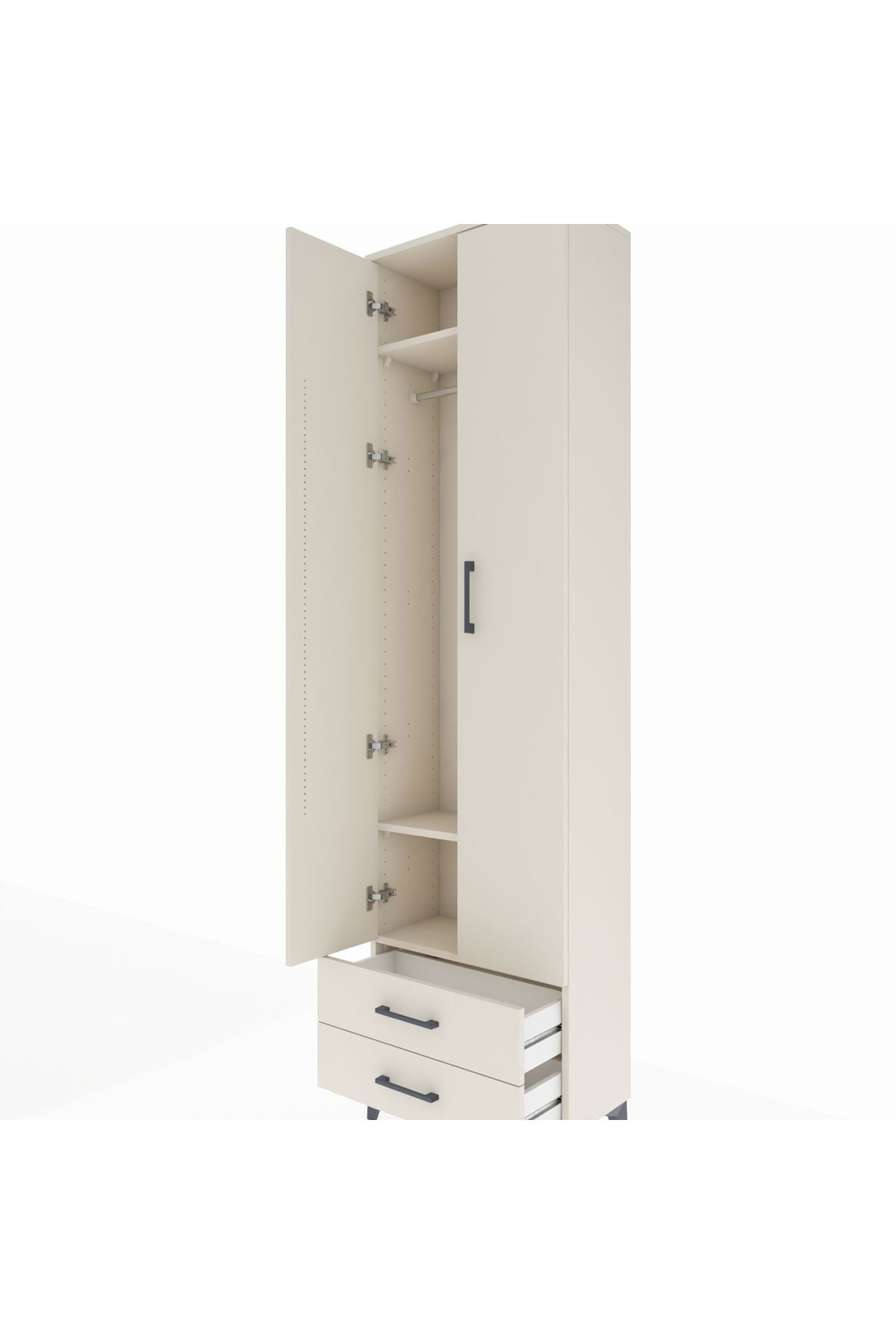 Arges Dolap 3 Raflı 2 Çekmeceli Tek Askılı 60x30x221 - S29M007V1A