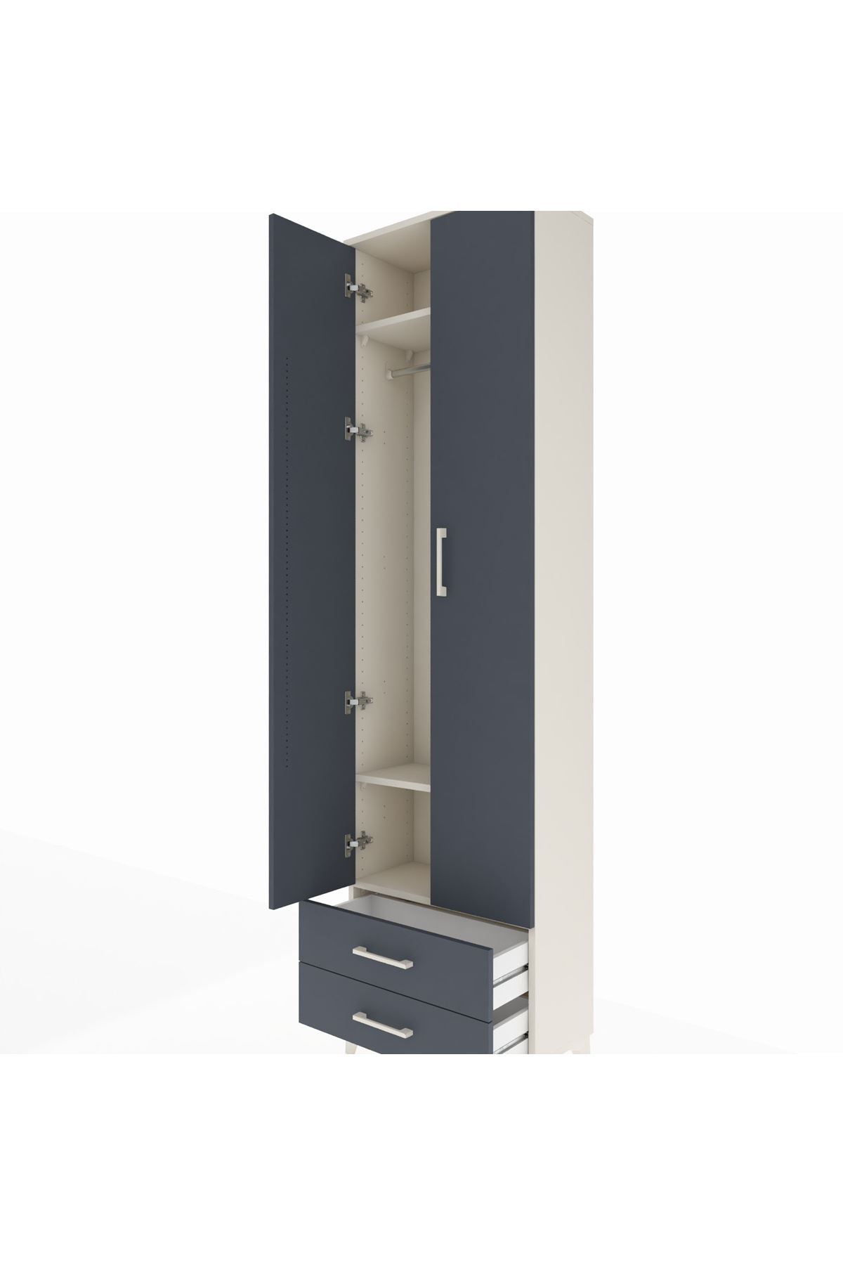 Arges Dolap 3 Raflı 2 Çekmeceli Tek Askılı 60x30x221 - S29M007V2A