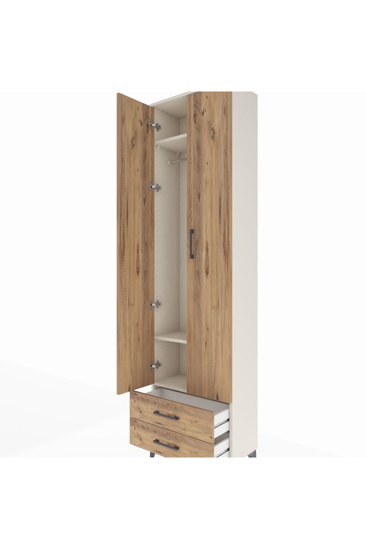 Arges Dolap 3 Raflı 2 Çekmeceli Tek Askılı 60x30x221 - S29M007V3A