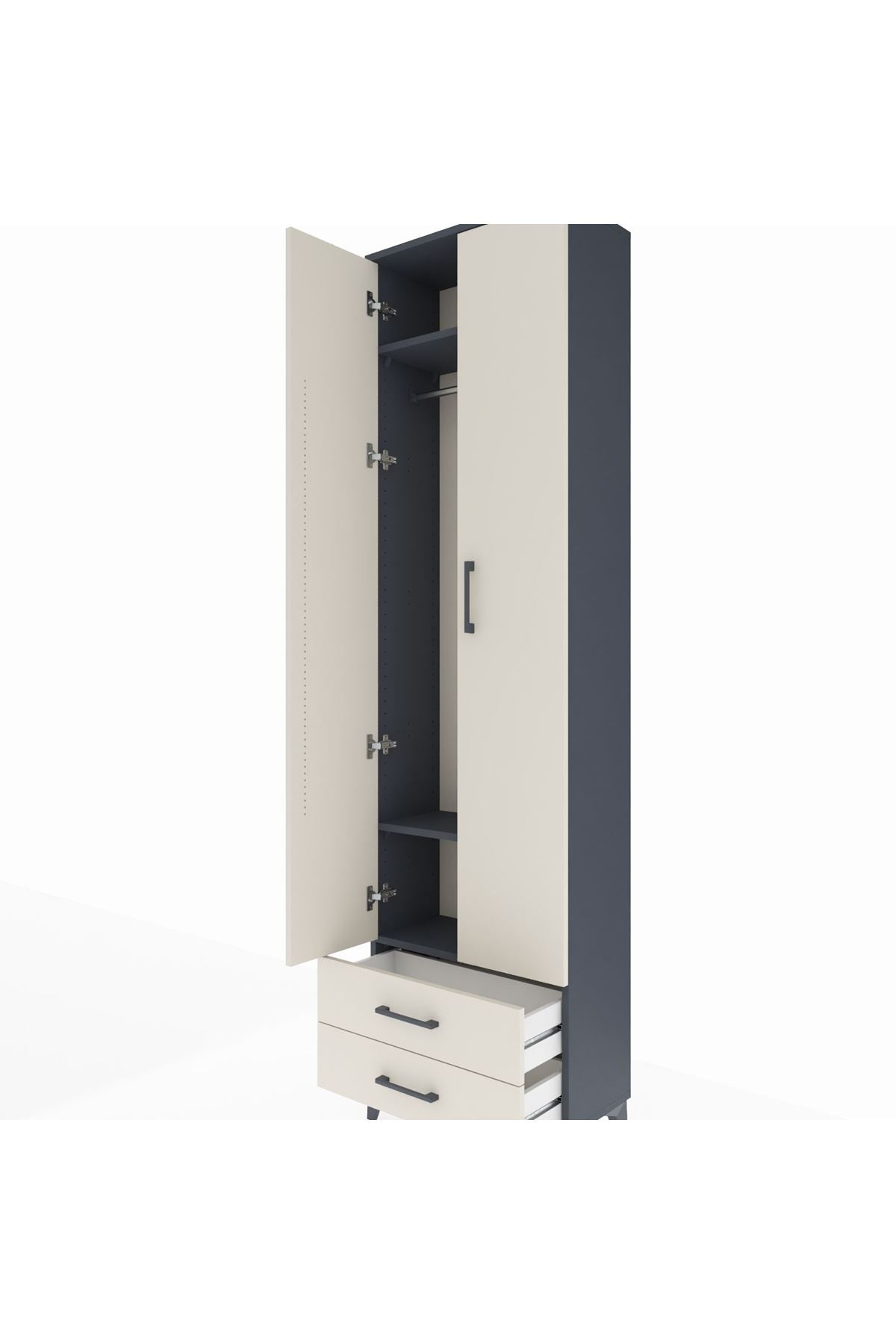 Arges Dolap 3 Raflı 2 Çekmeceli Tek Askılı 60x30x221 - S29M007V4A