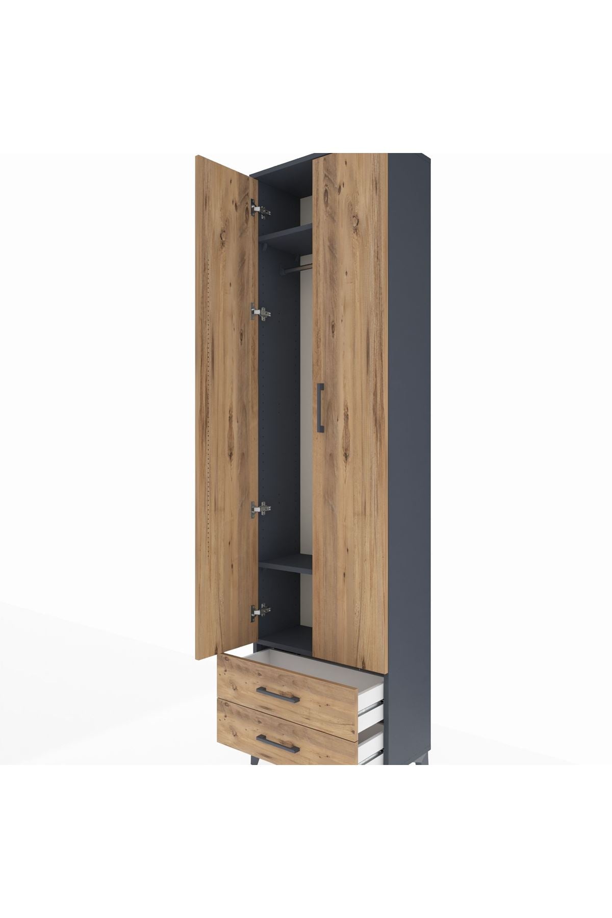Arges Dolap 3 Raflı 2 Çekmeceli Tek Askılı 60x30x221 - S29M007V6A