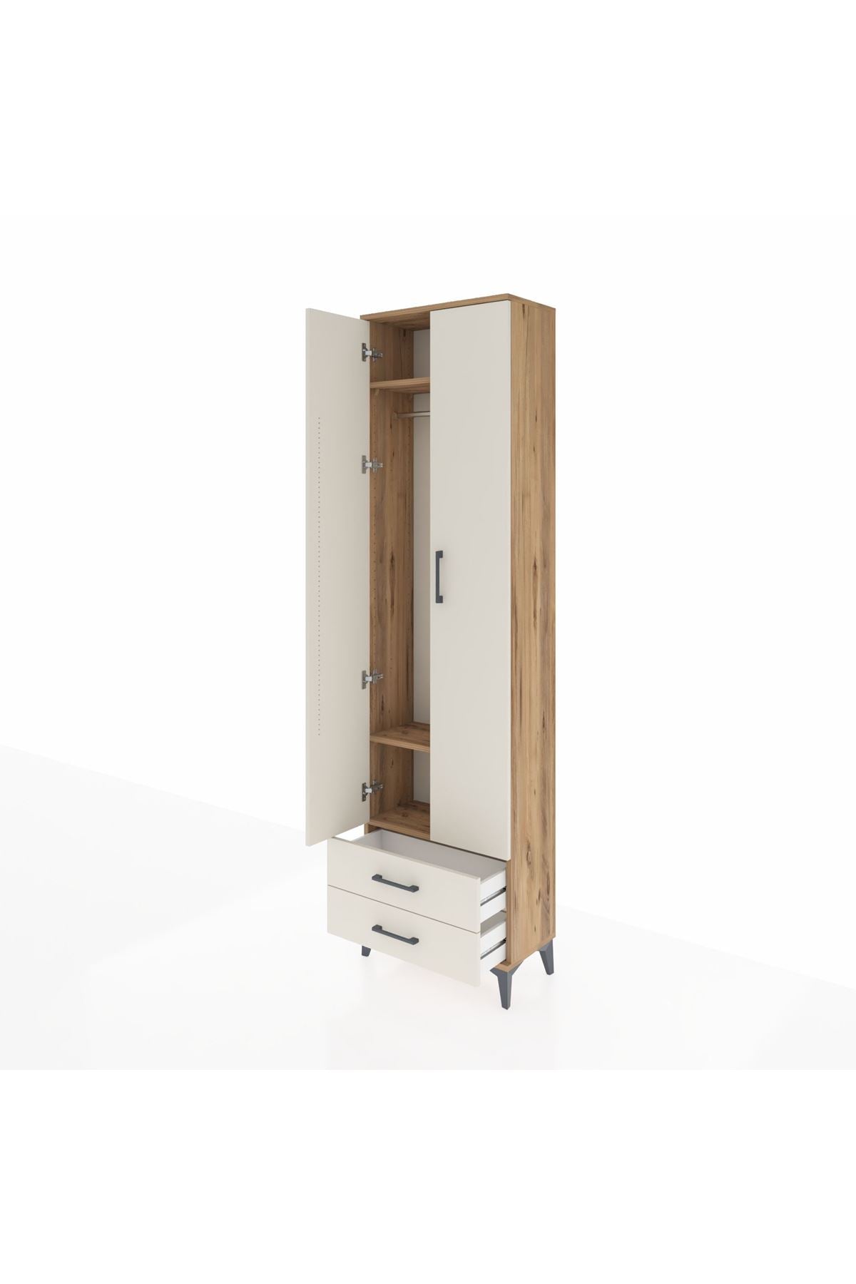 Arges Dolap 3 Raflı 2 Çekmeceli Tek Askılı 60x30x221 - S29M007V7A