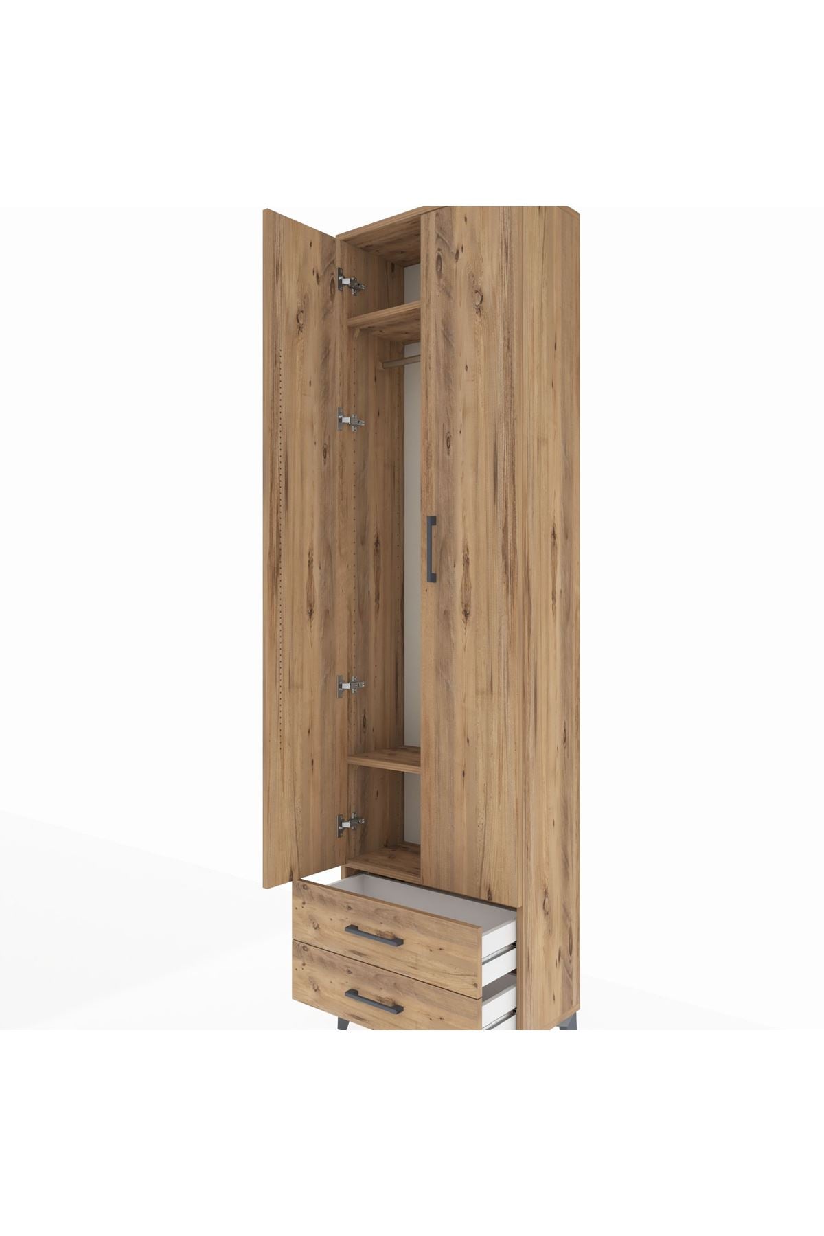 Arges Dolap 3 Raflı 2 Çekmeceli Tek Askılı 60x30x221 - S29M007V9A