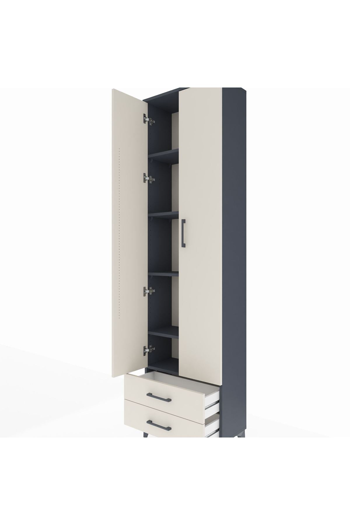 Arges Dolap 5 Raflı 2 Çekmeceli 2 Kapaklı 60x30x221 - S29M008V4A