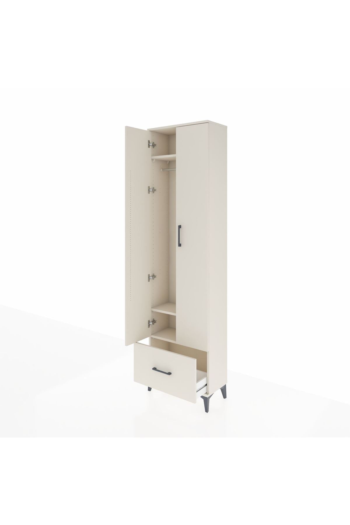 Arges Dolap 3 Raflı Tek Çekmeceli Tek Askılı 60x30x221 - S29M010V1A