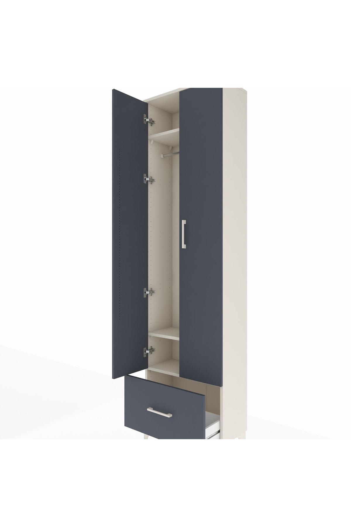 Arges Dolap 3 Raflı Tek Çekmeceli Tek Askılı 60x30x221 - S29M010V2A