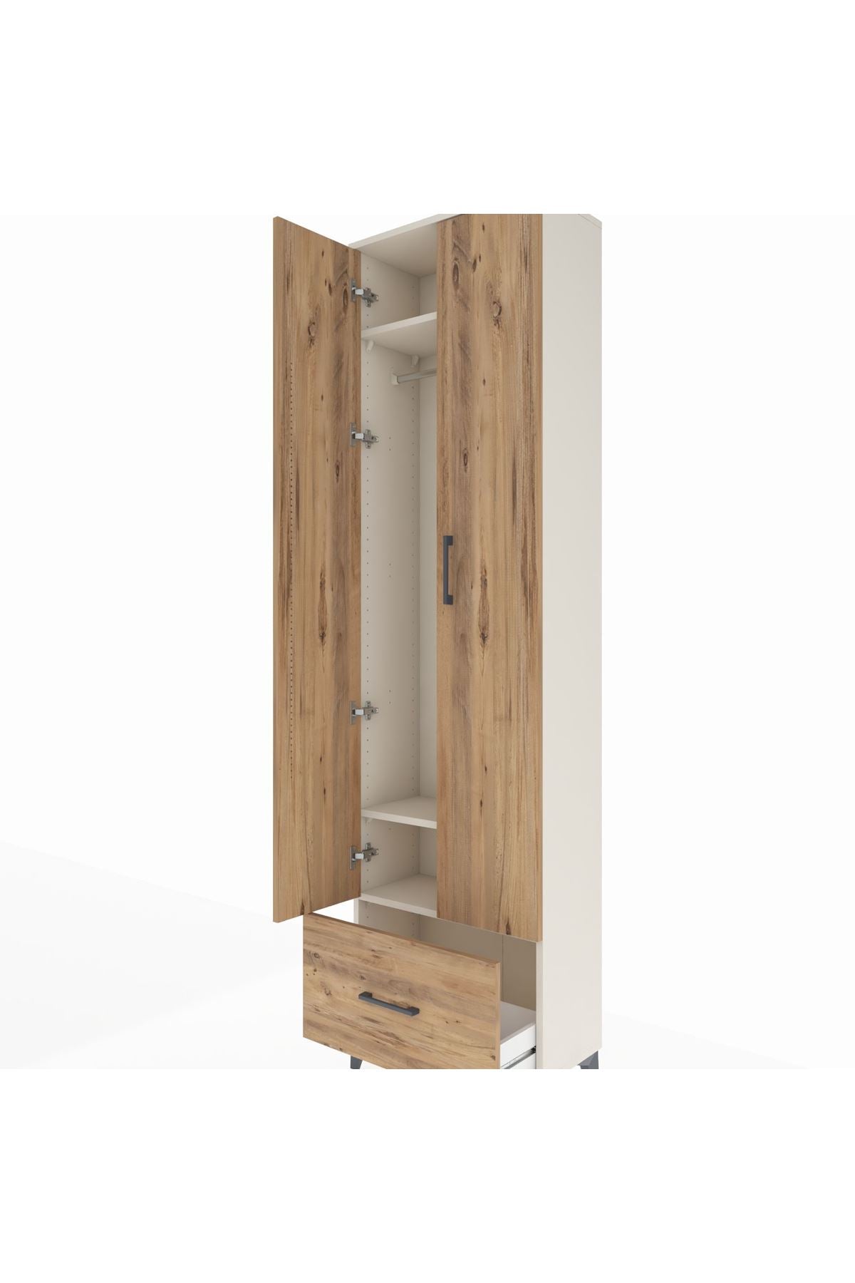 Arges Dolap 3 Raflı Tek Çekmeceli Tek Askılı 60x30x221 - S29M010V3A