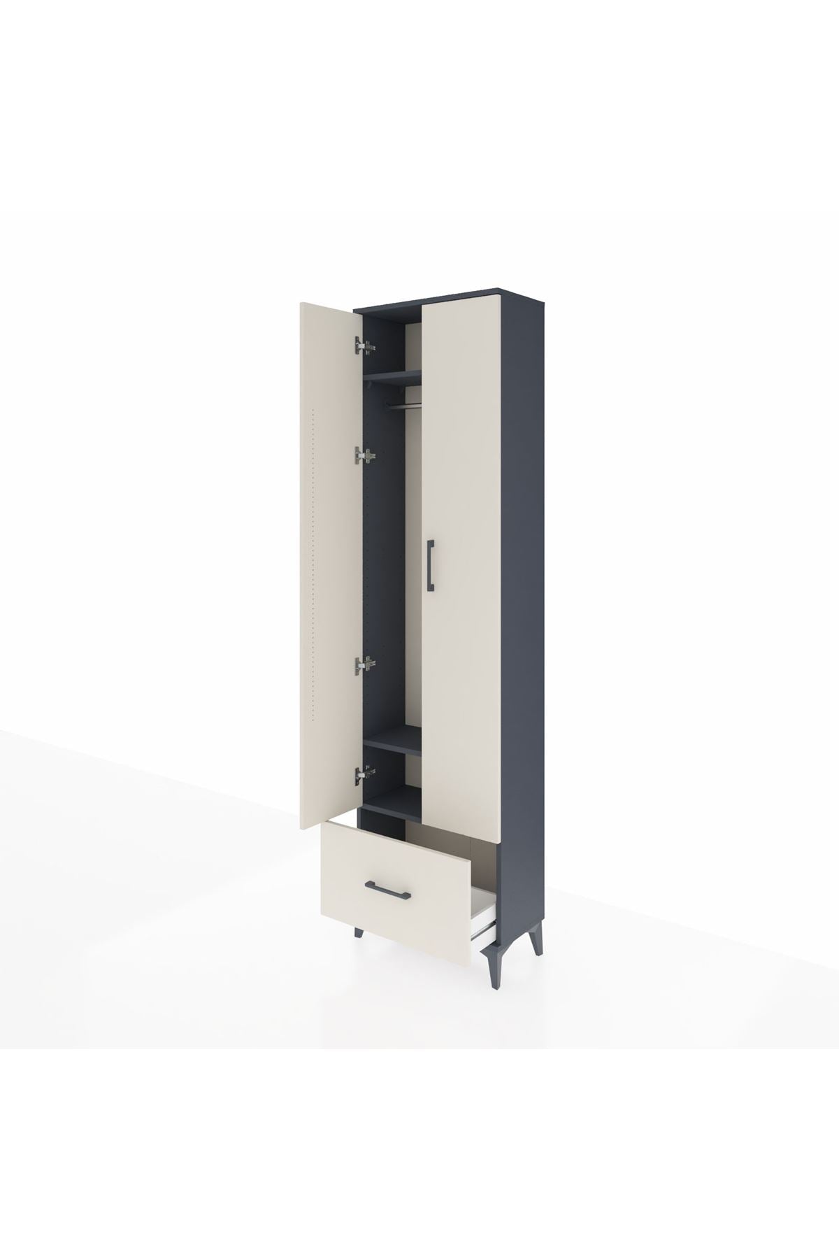 Arges Dolap 3 Raflı Tek Çekmeceli Tek Askılı 60x30x221 - S29M010V4A